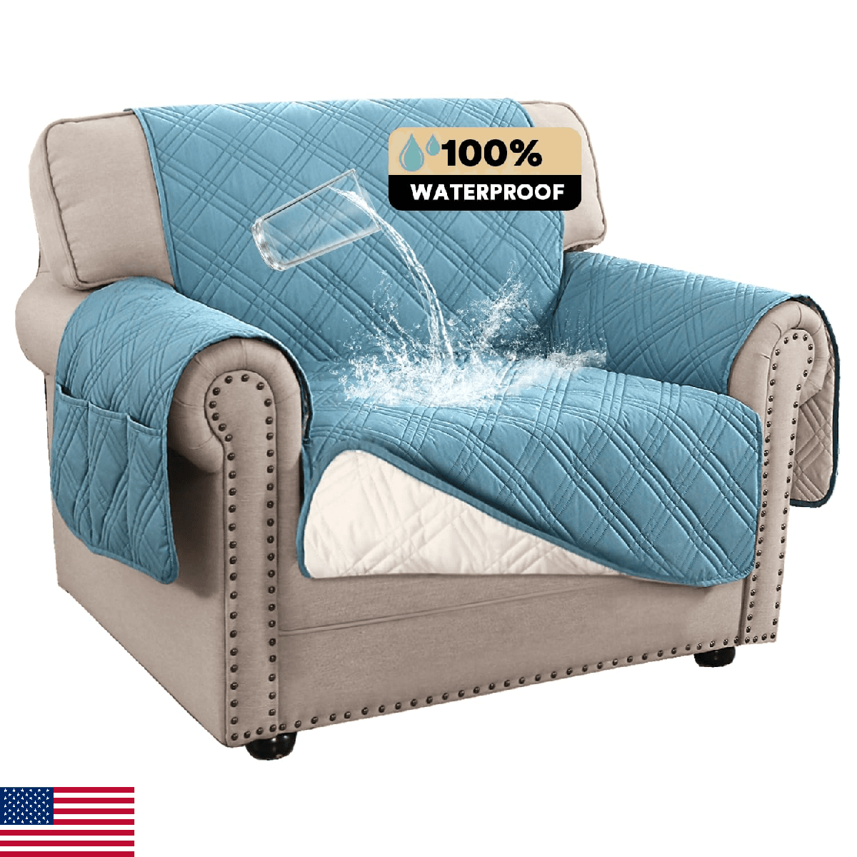 PrinceDeco 100% Waterproof Sofa Slipcover for Living Room Water Resistant - Image 1
