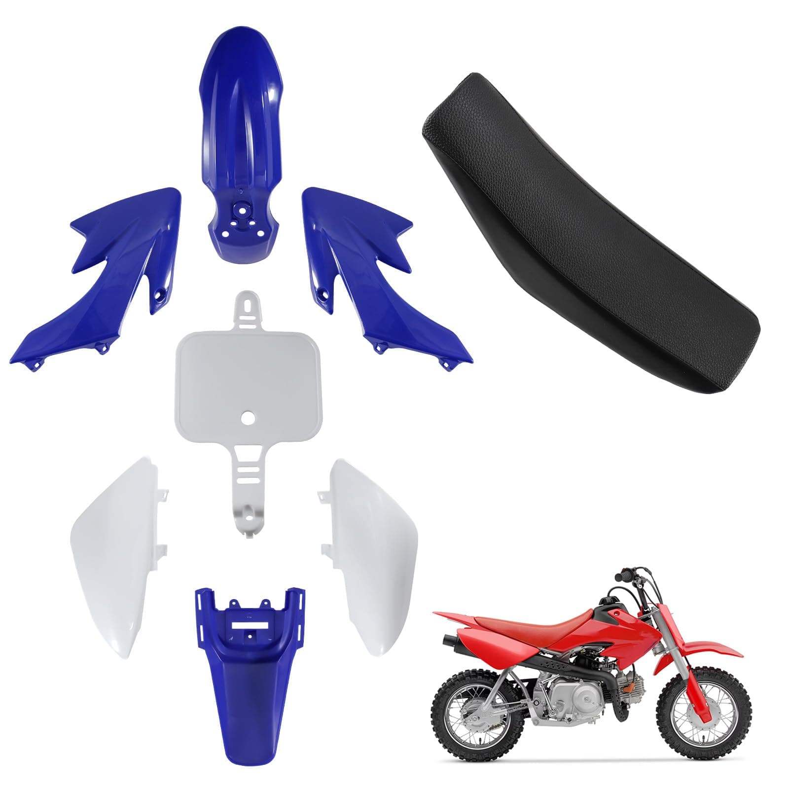 Fancemot ABS Plastics Kit with High Elasticity Tall Seat, Pit Dirt Bike Plastic - Image 1