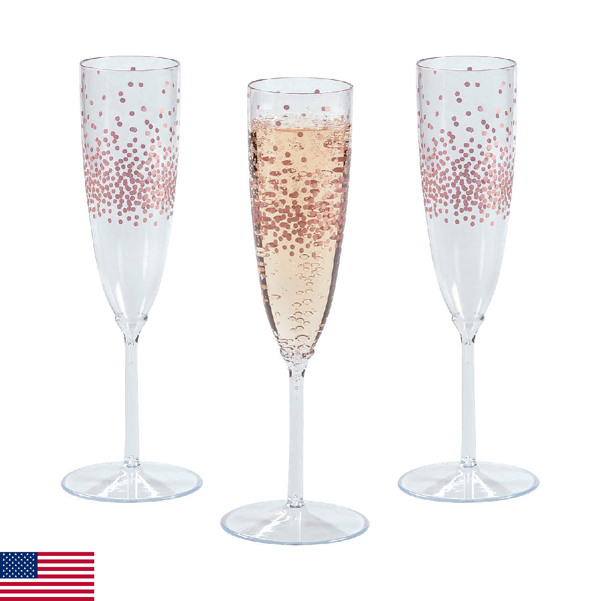 Fun Express Premium Rose Gold Dotted Champagne Flutes (set of 25) Wedding Party - Image 1