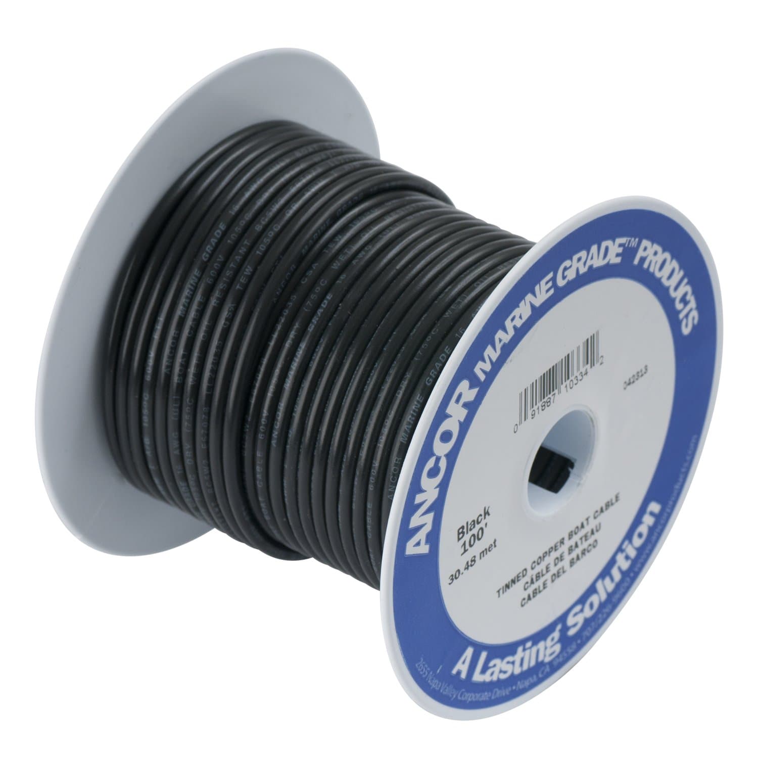 Ancor 100010 Tinned Copper Wire 18 AWG 100ft Black Marine Automotive - Image 1