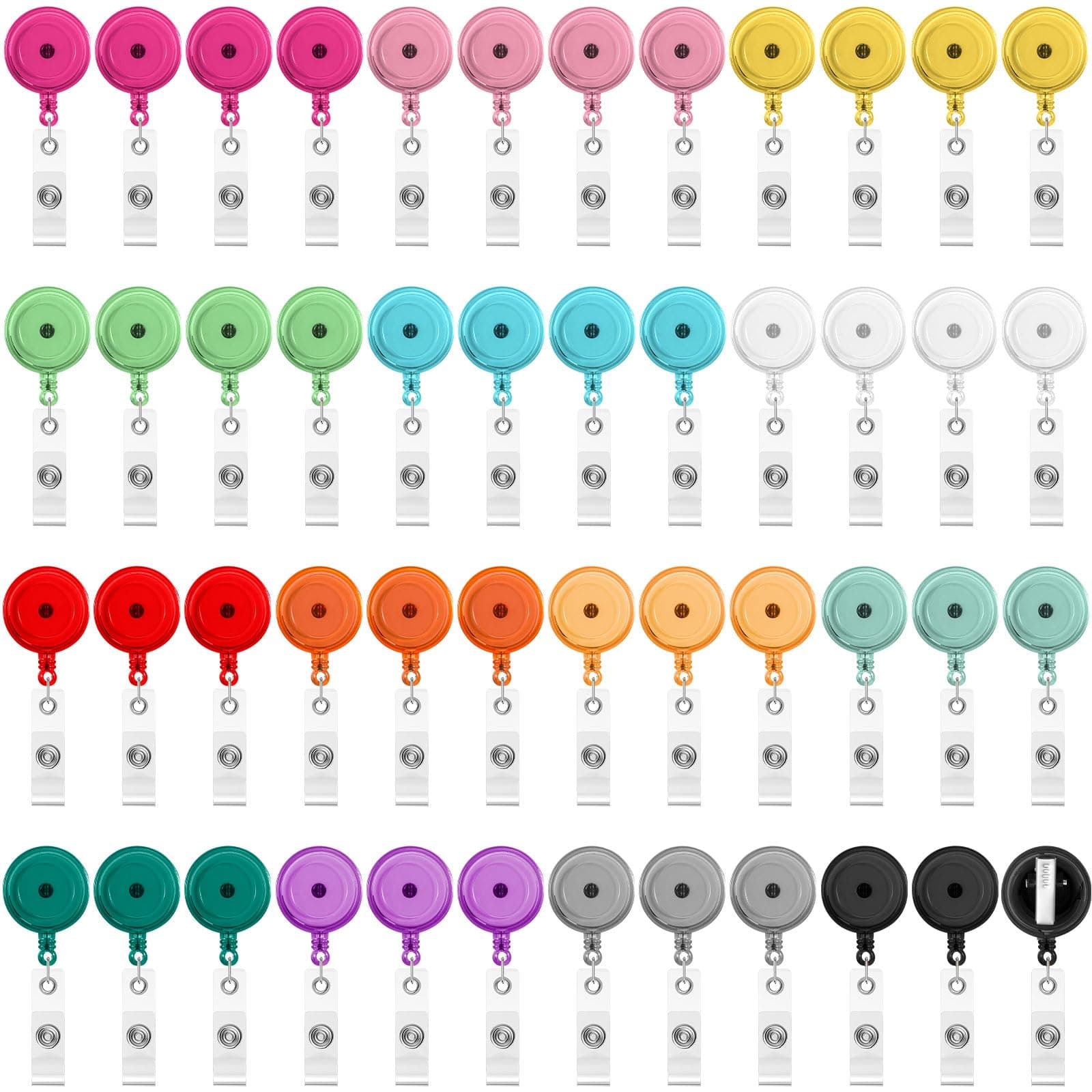 Zhanmai 48 Pcs Ret retractable Badge Reel 25" ID Badge Clip Swivel Alligator - Image 1