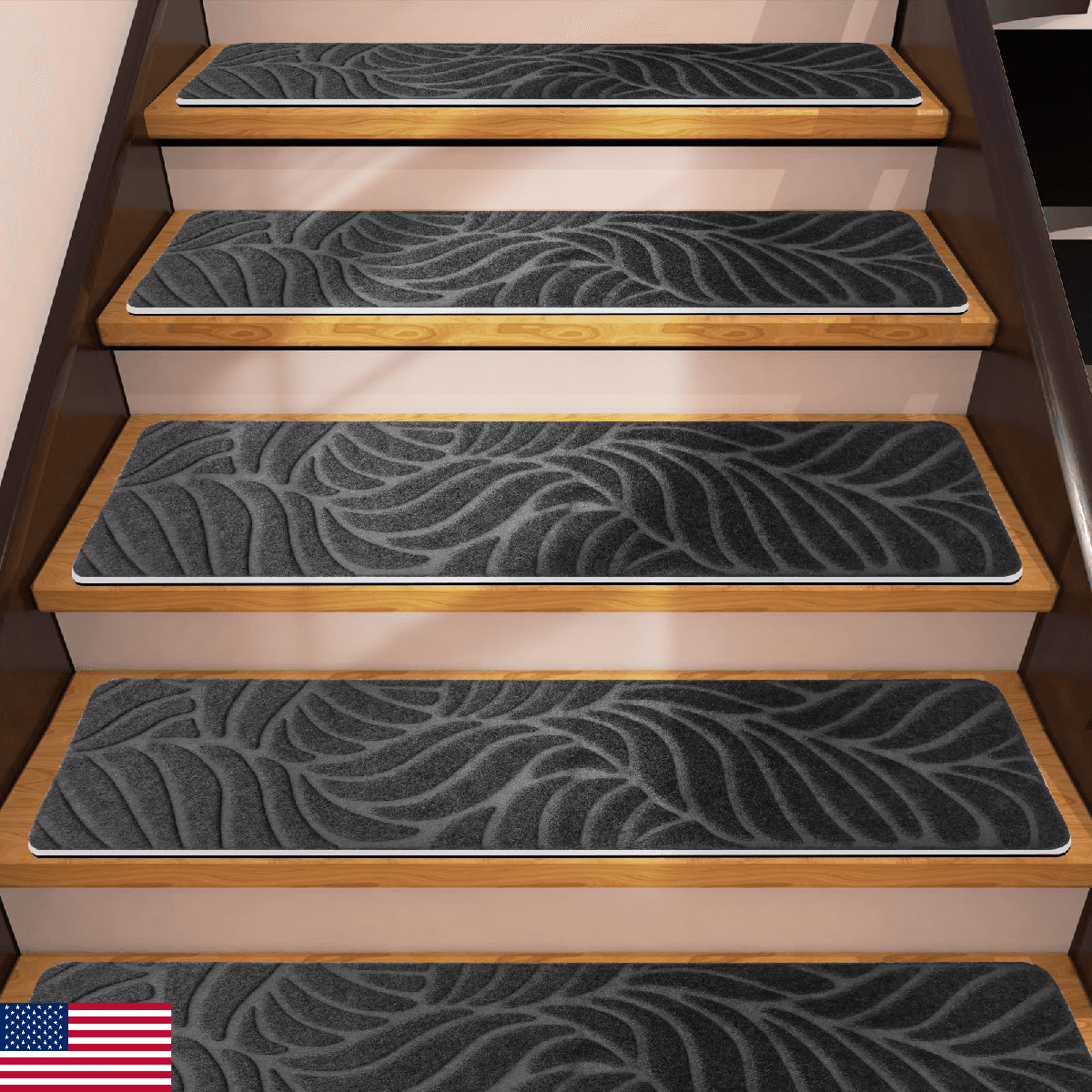 Demiwise 7 Pack Non-Slip Stair Treads 8x30 Inches Reusable Adhesive Rubber Backi - Image 1