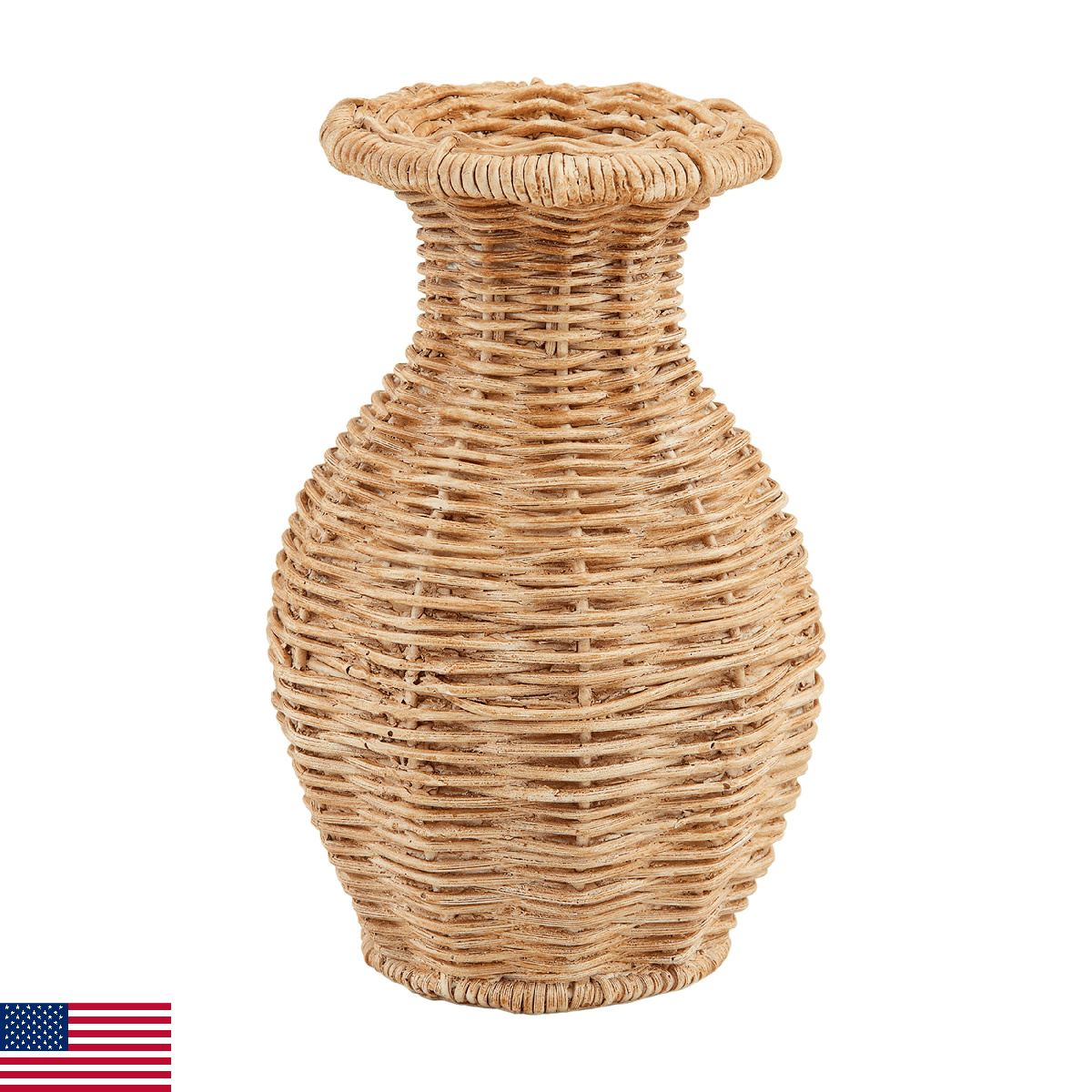 Mud Pie Flared Resin Basket Weave Vase 6x4.5 inches - Image 1