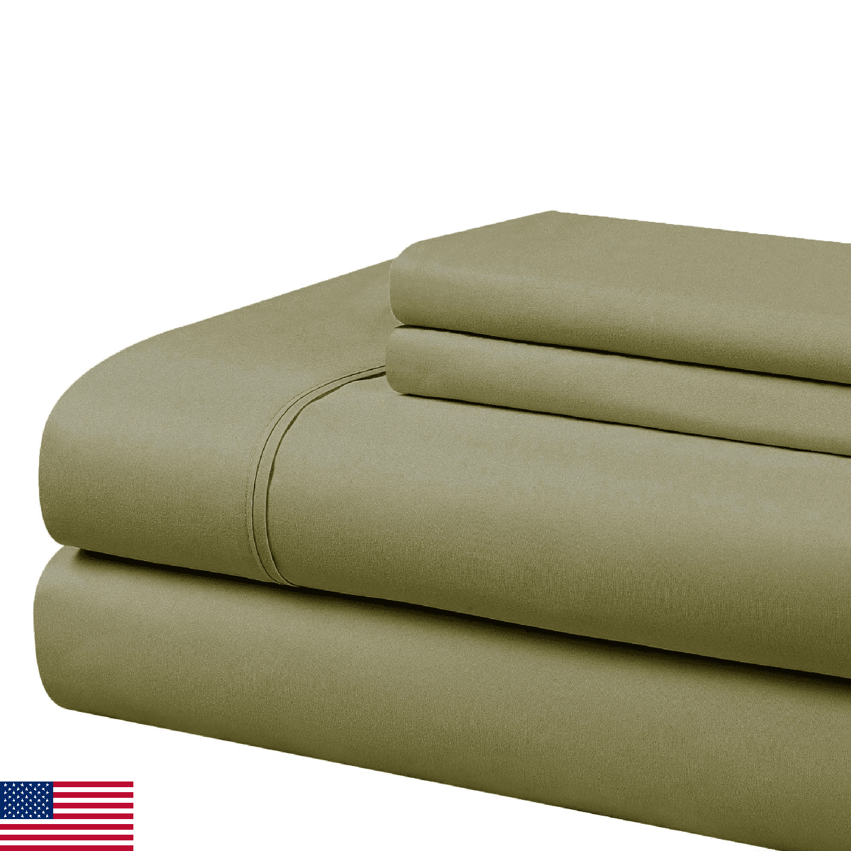 Cathay Home Essentials Queen Microfiber Sheet Set, Wrinkle Resistant, Sage - Image 1