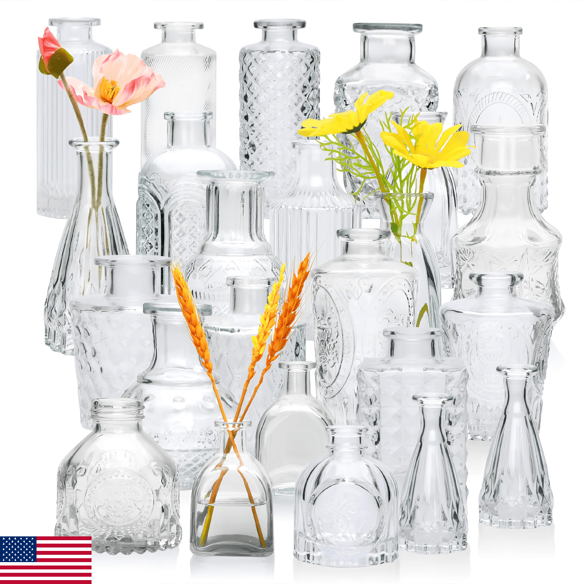 Brajttt 25-Pcs Glass Bud Vases - Small Flower Vases for Centerpieces & Decor - Image 1