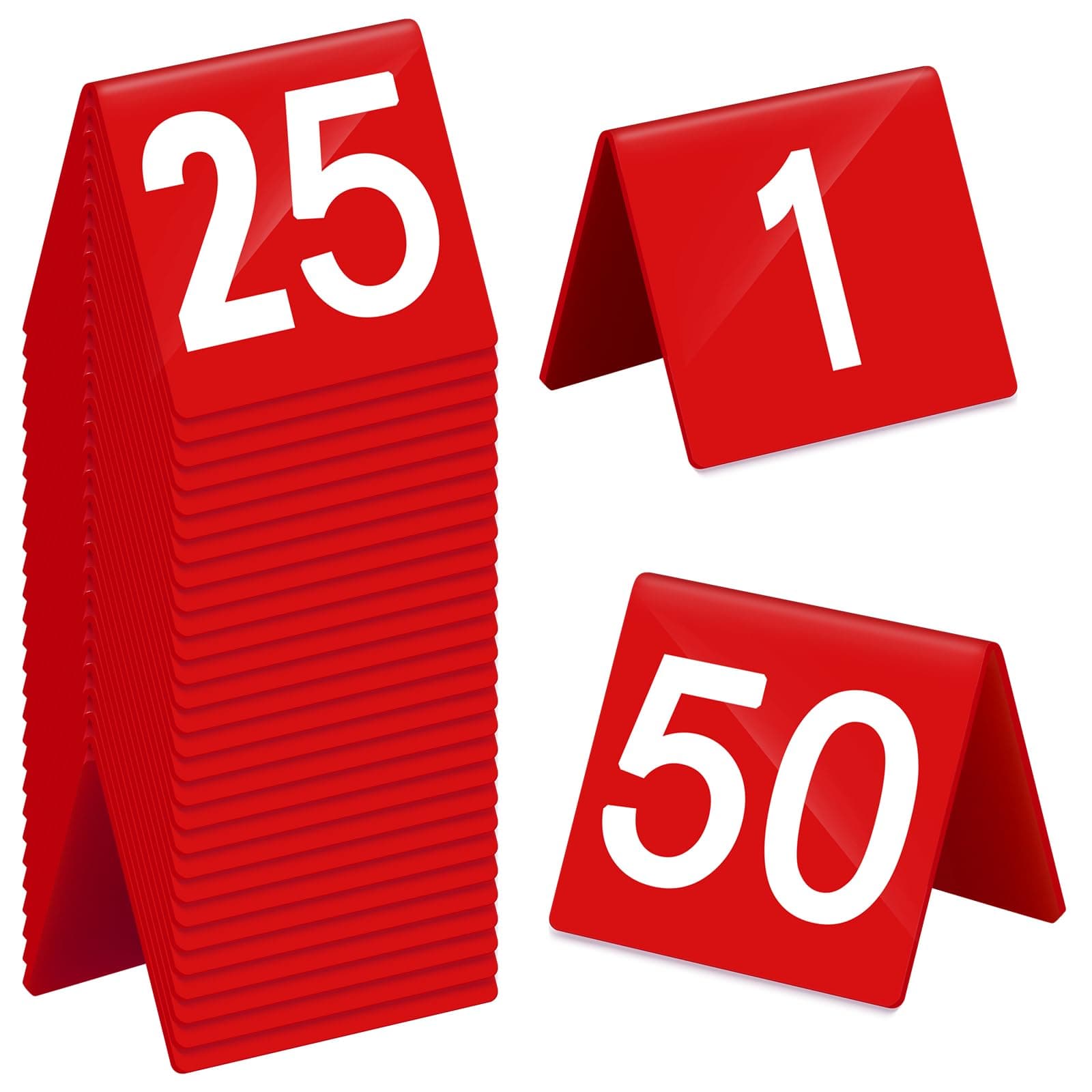 Tuanse Table Numbers 1-50 Acrylic Double Sided Tents for Restaurant & Wedding - Image 1