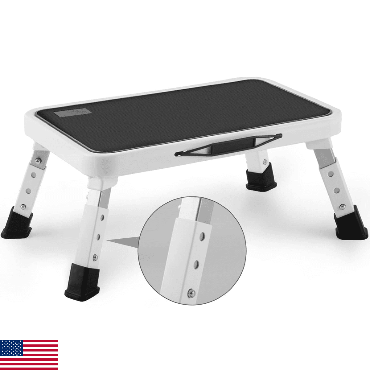 Jocauto Folding Step Stool Height-Adjustable Non-Slip Platform Home Kitchen 330 - Image 1