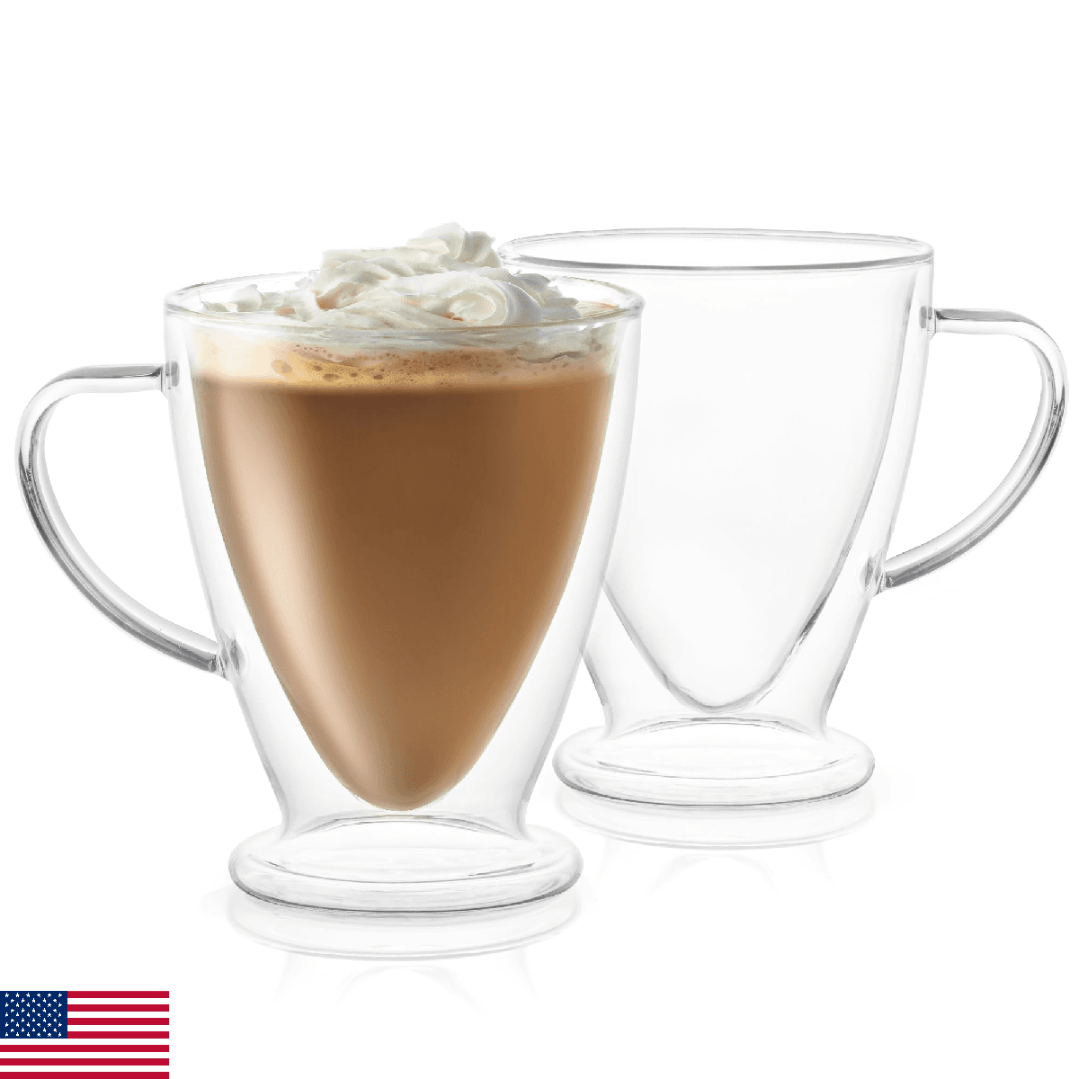 JoyJolt Declan Irish Double Wall Insulated Glass Coffee Cups (Set of 2) -15-Ounc - Image 1