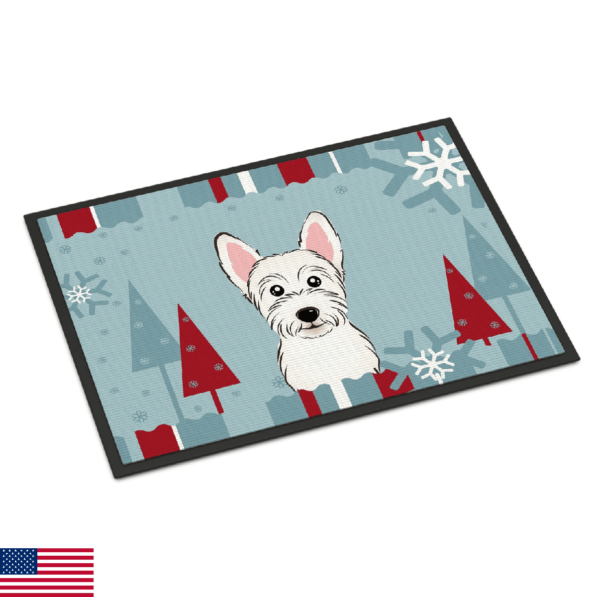 Caroline's Treasures BB1722MAT Winter Holiday Westie Doormat 18x27 Front Door Ma - Image 1