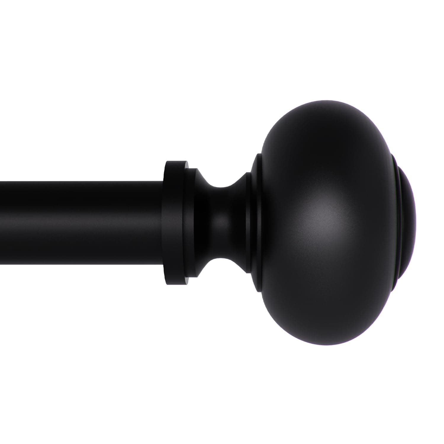QITERI Black Curtain Rod 48"-86" for windows 1 Pack with Round Finials, 1" Diame - Image 1