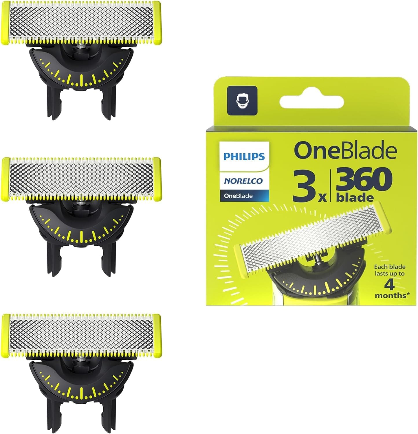 Philips OneBlade 360 Flex Blade, 3-Pack QP430/50 - Fast & Easy Shave - Image 1