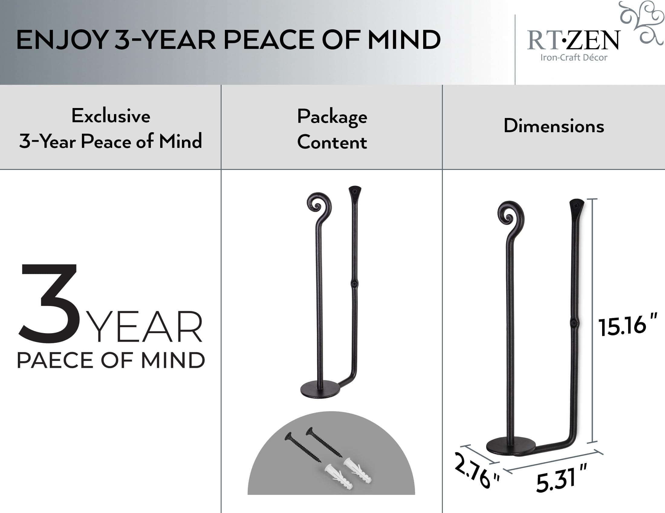 RTZEN Vertical Black Paper Towel Holder - Handcrafted Rustic Metal Decorative Wr - Thumbnail 4