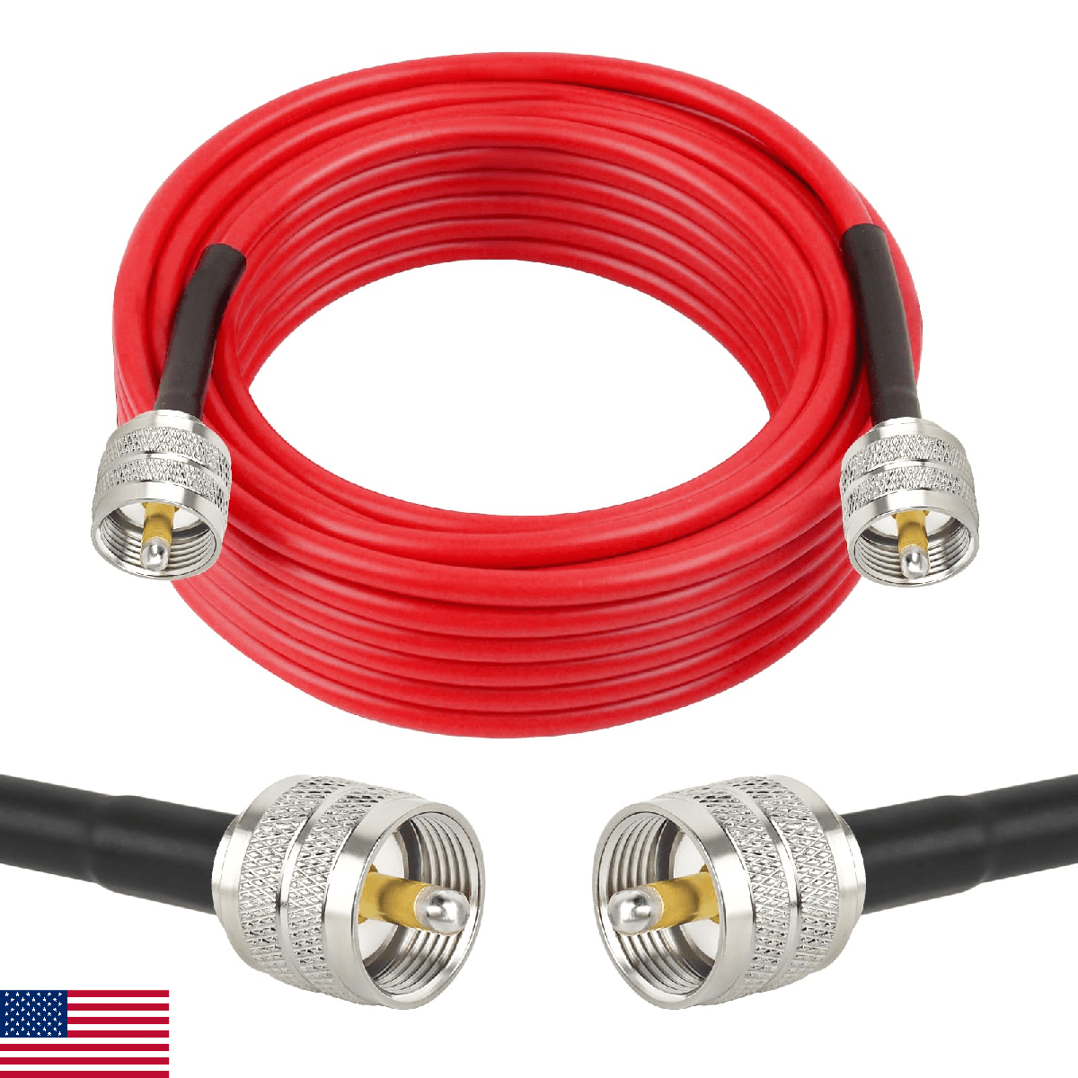 MOOKEERF CB Coax Cable 20FT RG58 PL-259 UHF Male Low Loss Antenna - Image 1