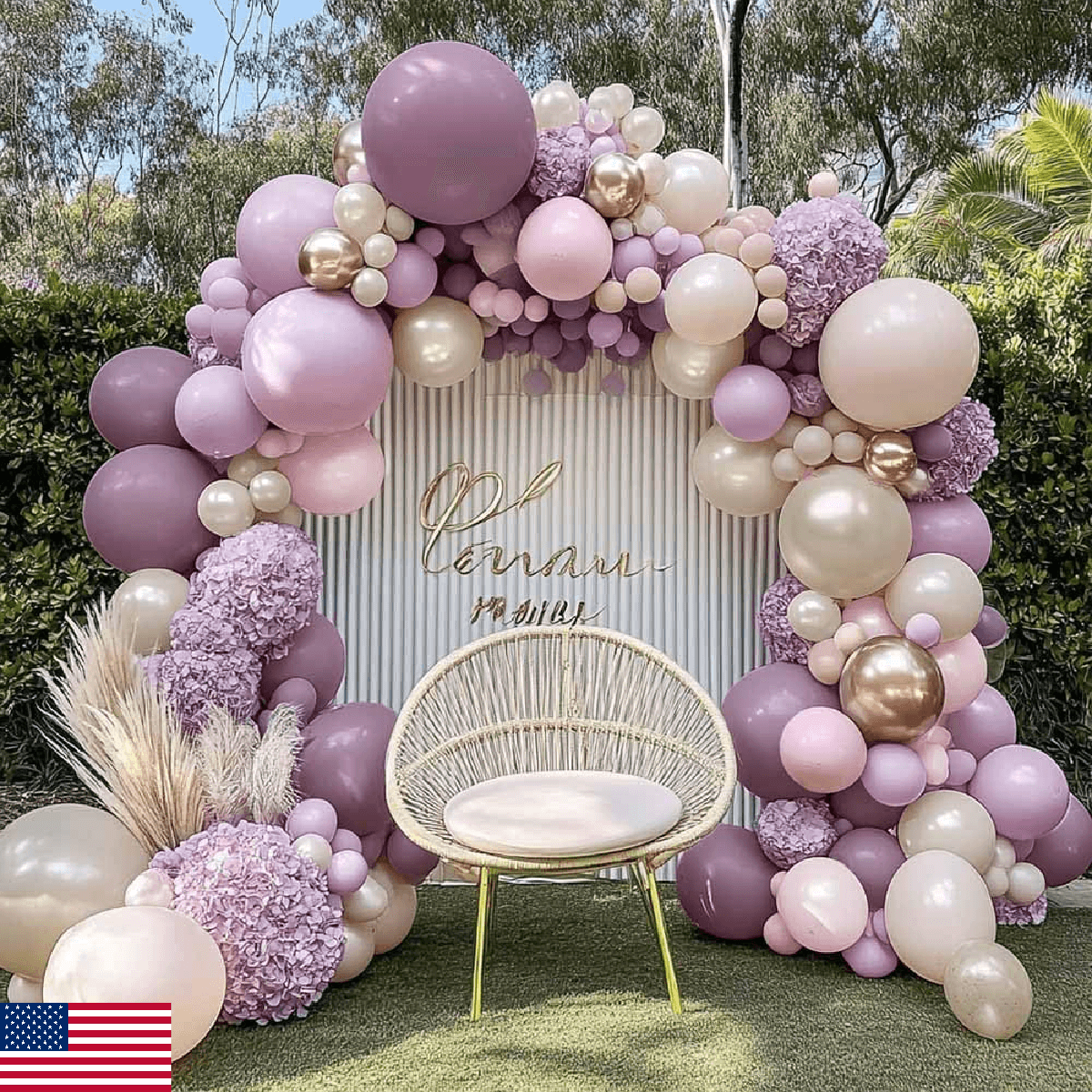 Dusty Purple Pink Balloon Arch Kit Double Stuffed Lavender White Sand Pearl - Image 1