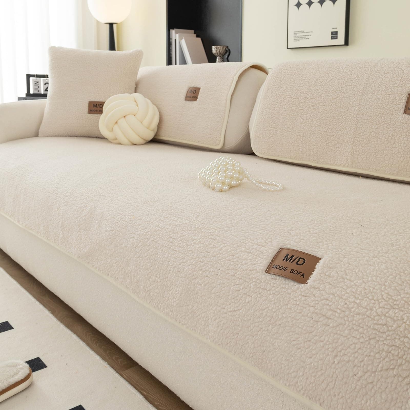 MDSASFD Sherpa Fleece Sofa Cover, Super Soft Funny Fuzzy Sofa Couch Covers, Warm - Image 1