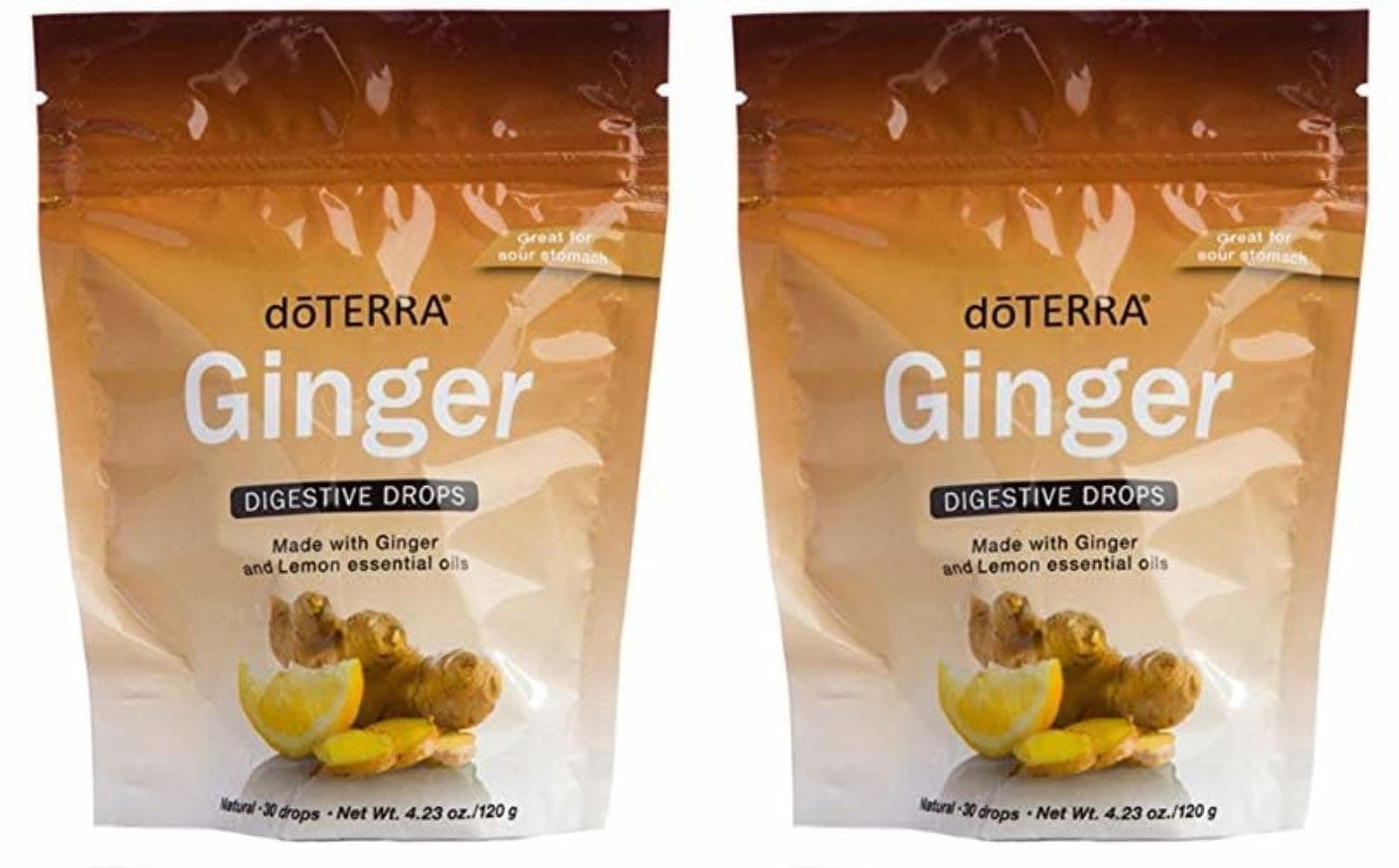 doTERRA Ginger Digestive & Throat Drops 30 Count (2 Pack) Essential Oil Candy - Image 1