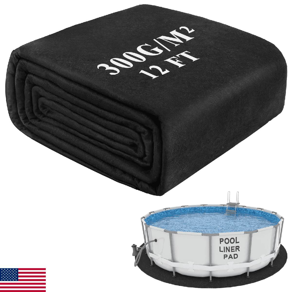 12ft Round Above Ground Pool Liner Pad 300G/M² Seamless Comfort Mat - Image 1