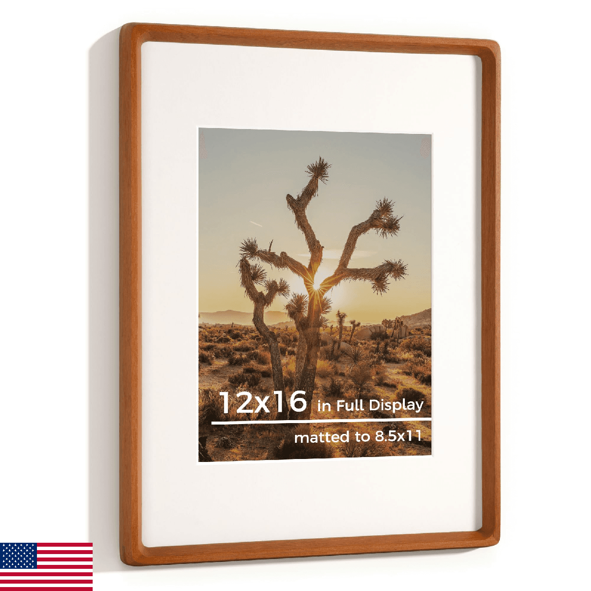 RICHFOCUS 12x16 Picture Frame USA-Sourced Natural Teak Solid Wood Photo Frame Ha - Image 1