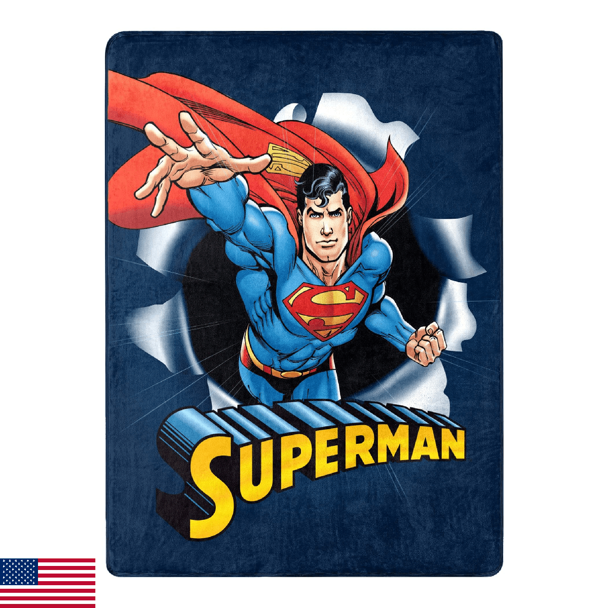 Northwest DC Superman Silk Touch Throw Blanket, 46" x 60", Hero Burst - Image 1