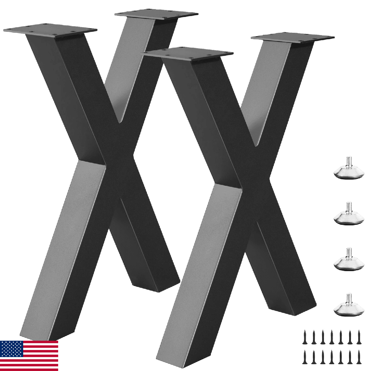 Rioychan 16" X-Shape Metal Bench Desk Coffee Table Legs Heavy Duty Set - Image 1