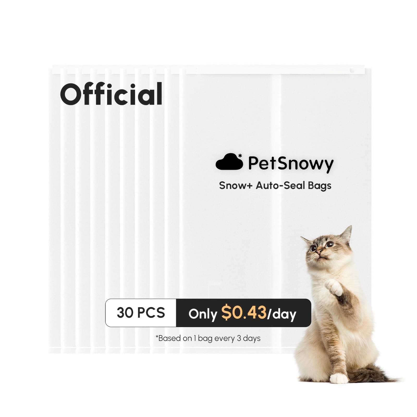 PetSnowy Self-Sealing Cat Litter Box Liners, Waste Drawer Bags for Automatic Cat - Image 1