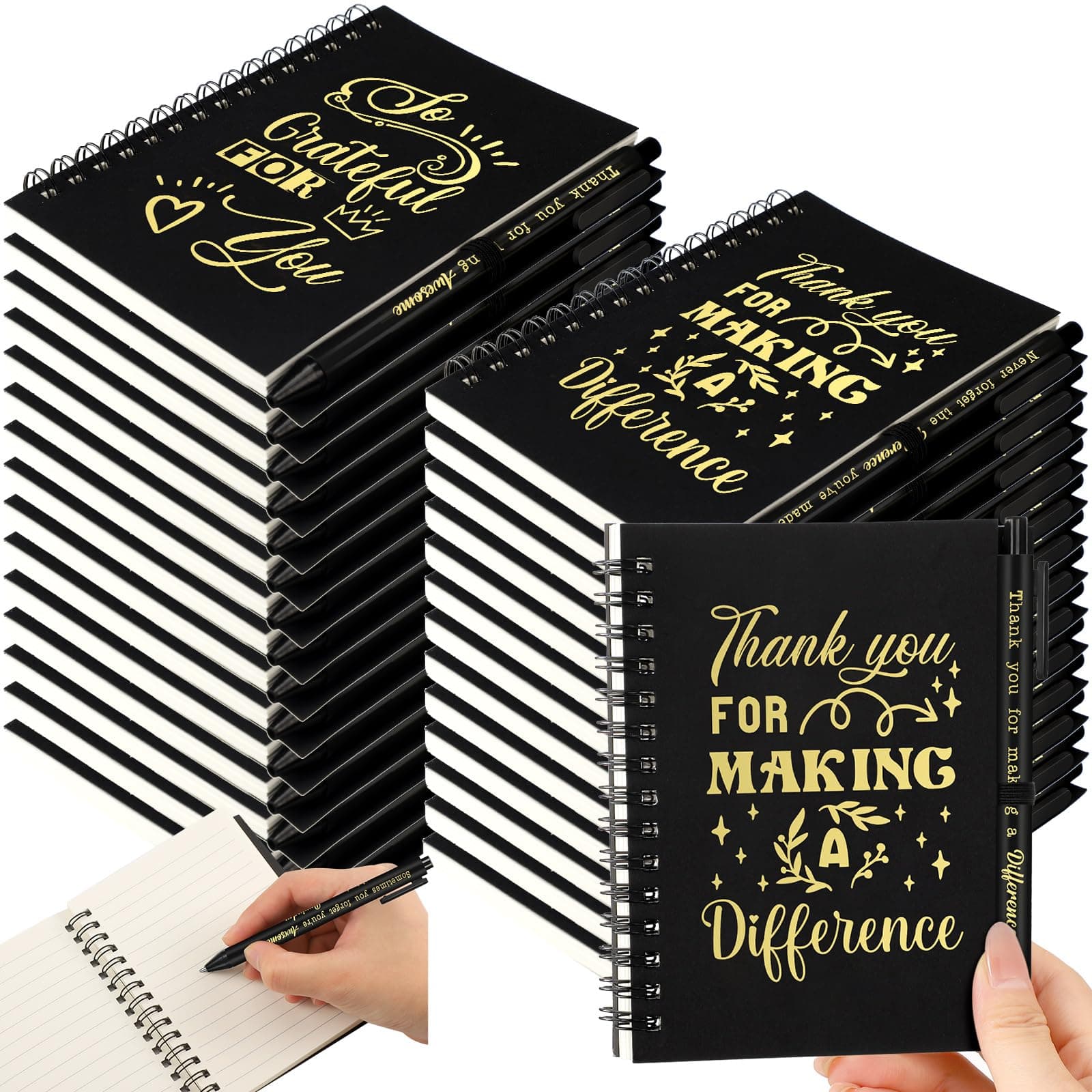 64 Set Seajan Mini Inspirational Notebooks & Pens Bulk Spiral Journals Gift - Image 1