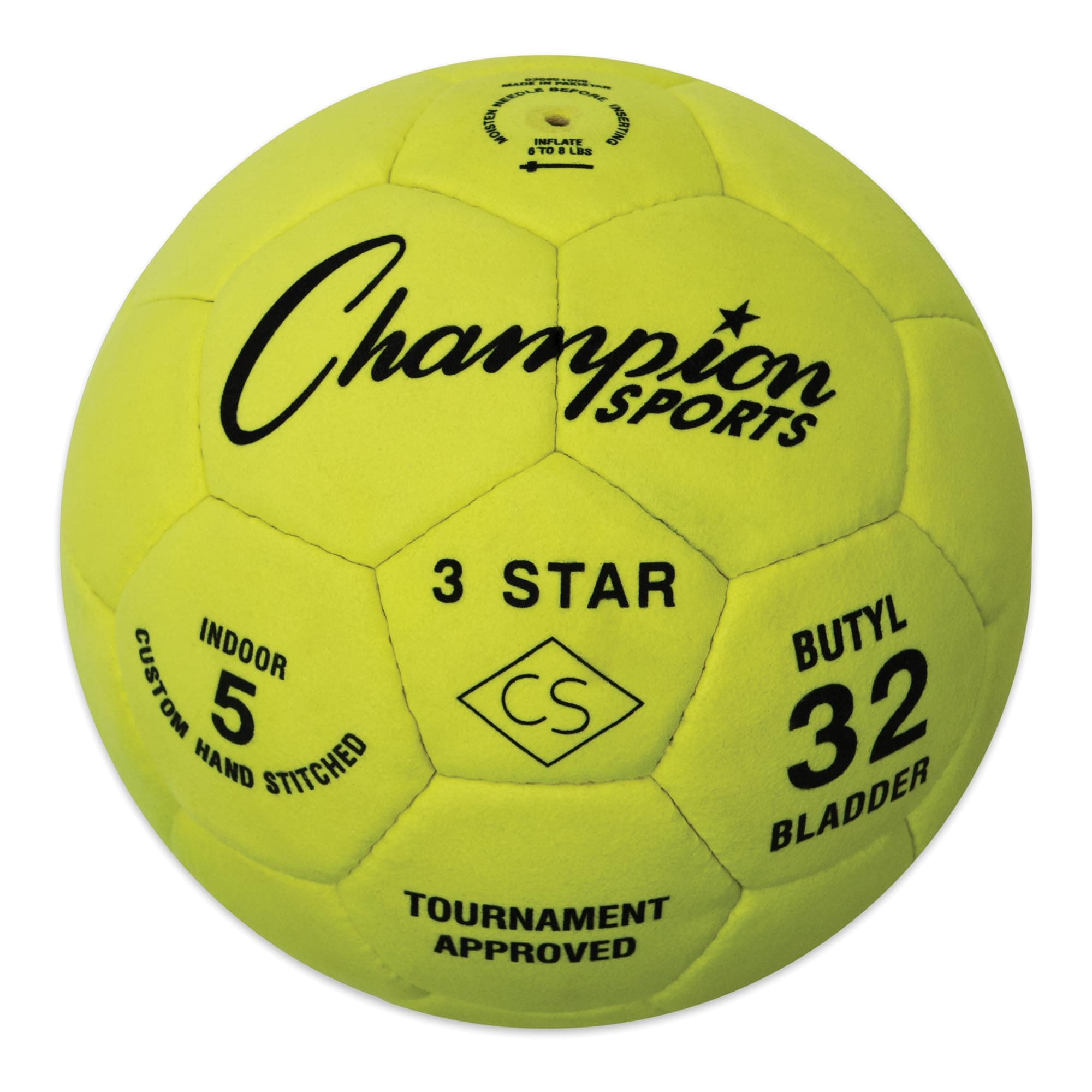 Champion Sports 3 Star Indoor Official Size 5 Soccer Ball Suede Cover - Image 1