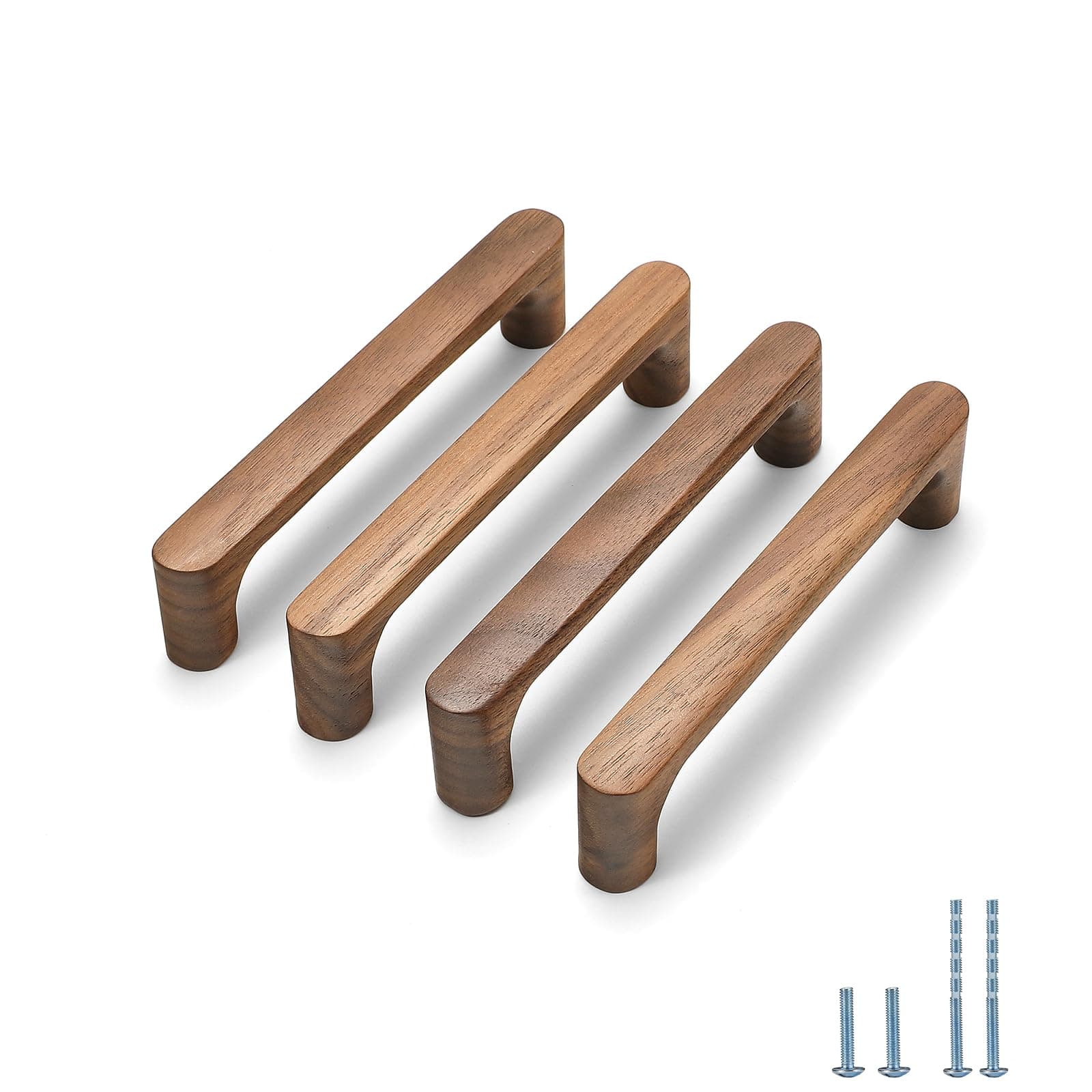 Evionlin 4x Walnut Round 5" Wood Cabinet Drawer Pulls Handles Furniture Knobs - Image 1