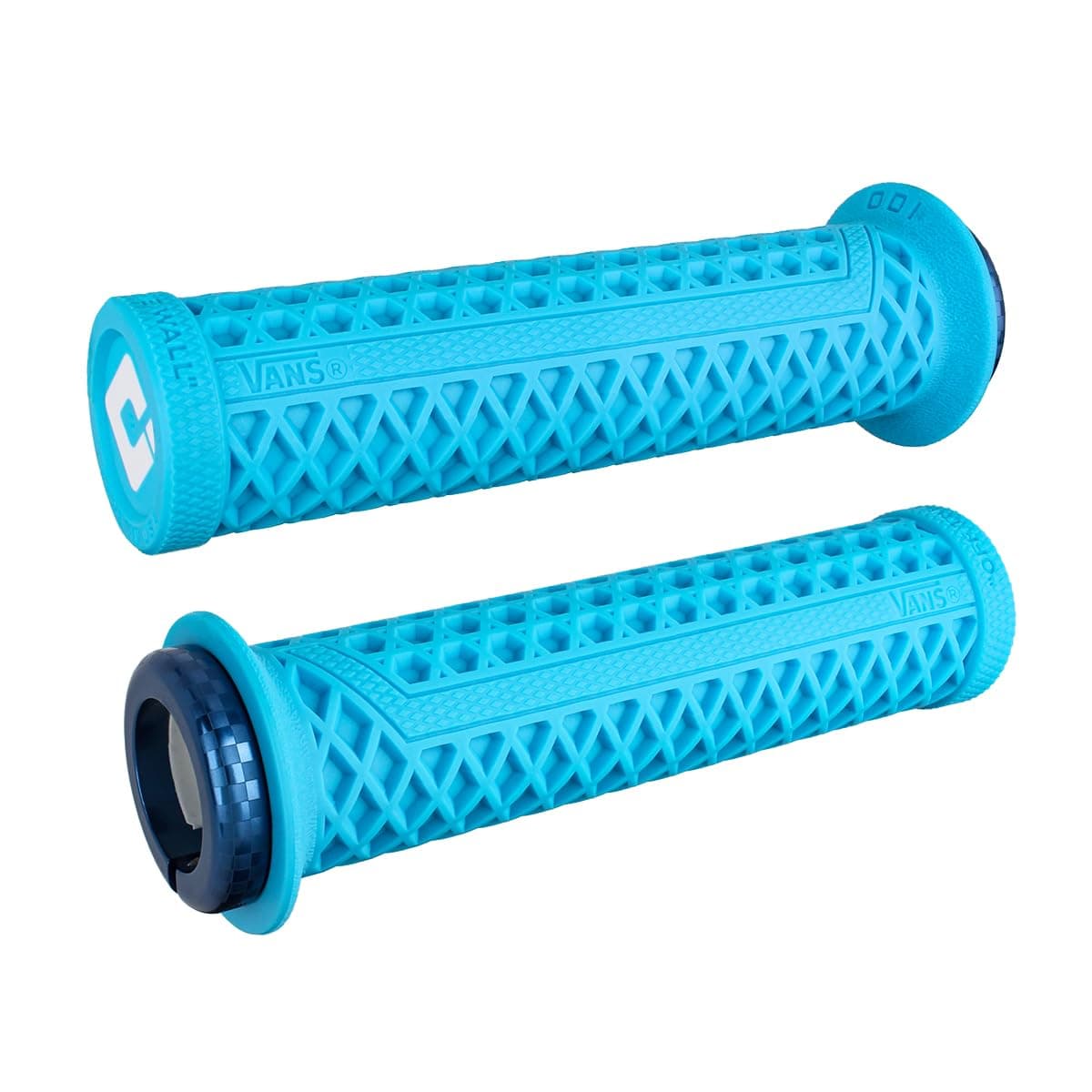 ODI Vans V2.1 MTB Lock-On Grips Light Blue w/Checker Clamp 130mm - Image 1
