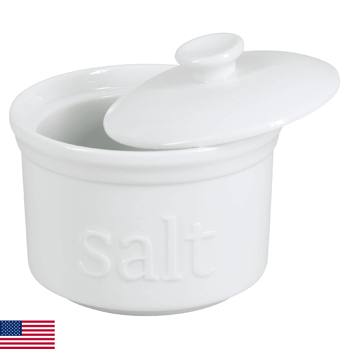 BIA Cordon Bleu 10-Ounce Salt Box with Lid, White - Image 1
