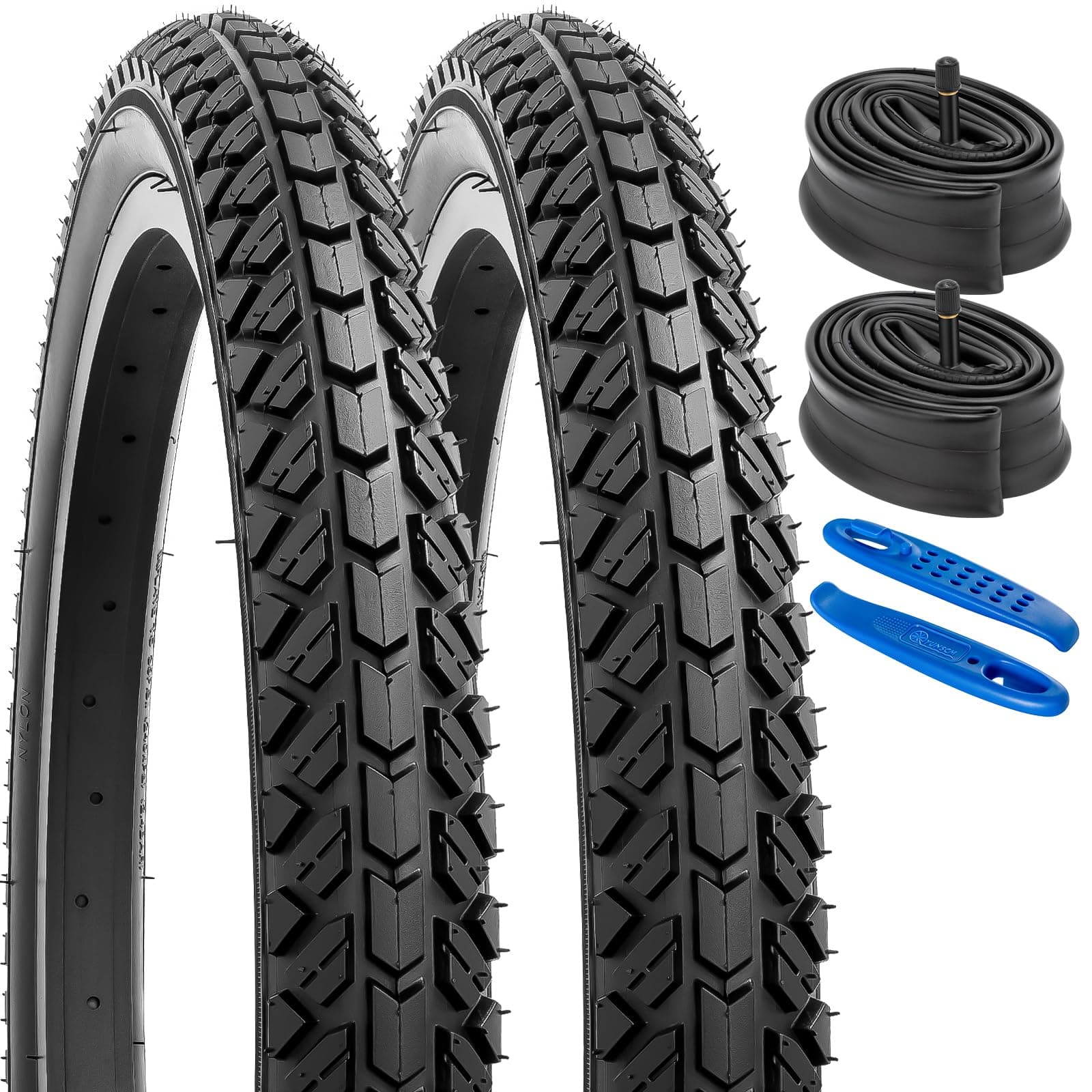 YUNSCM 2x 20" Bike Tires 20x1.95/54-406 & 2x Heavy Duty Tubes Schrader Valve - Image 1