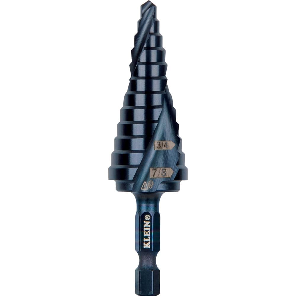 Klein Tools QRST14 Step Drill Bit, Spiral Double-Fluted, 3/16 to 7/8" - Image 1