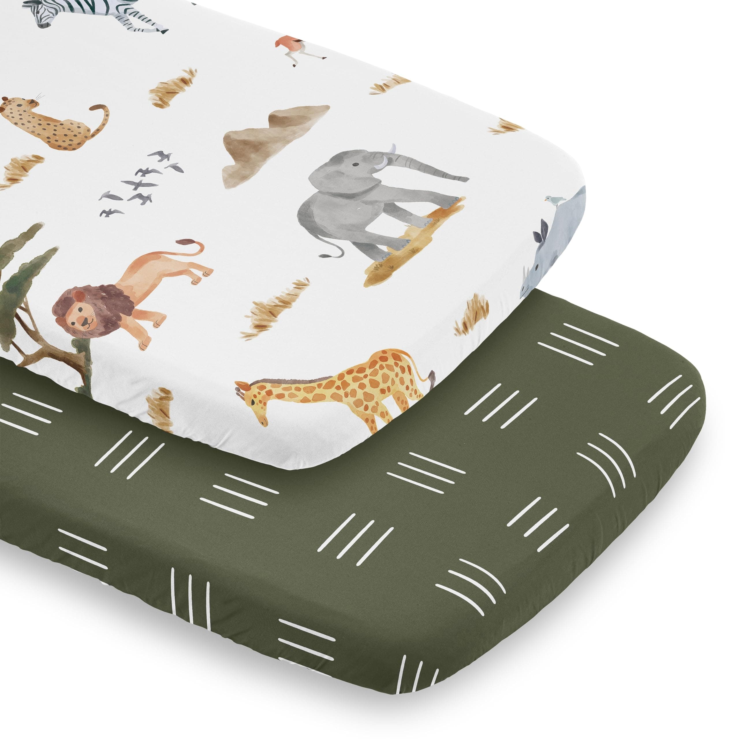 Sweet Jojo Designs 2-Piece Baby Bassinet Sheets Set (Jungle Safari Animals) for - Image 1