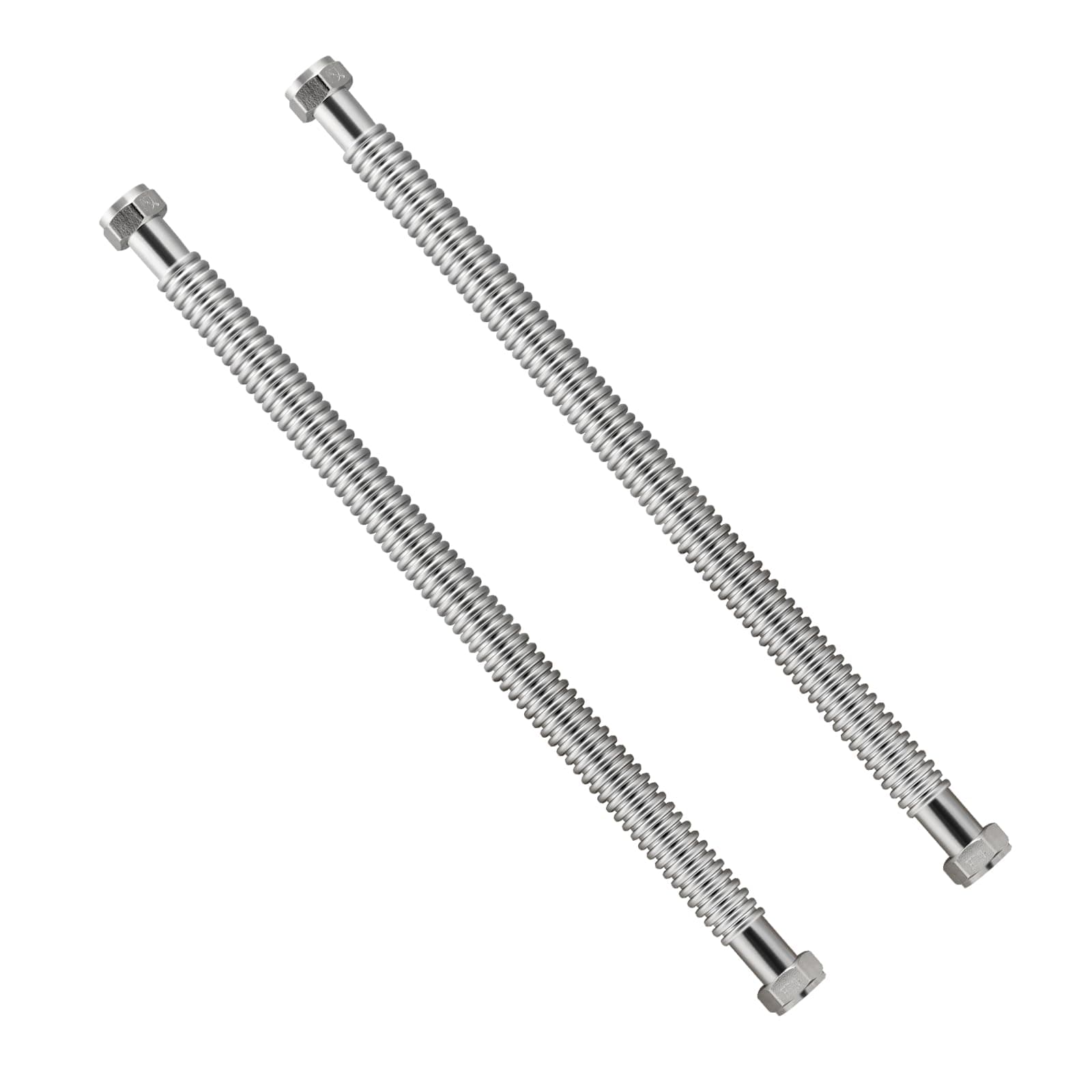 Watflow 24" Stainless Steel Corrugated Water Heater Connector, 1" FIP, 2-Pack - Image 1