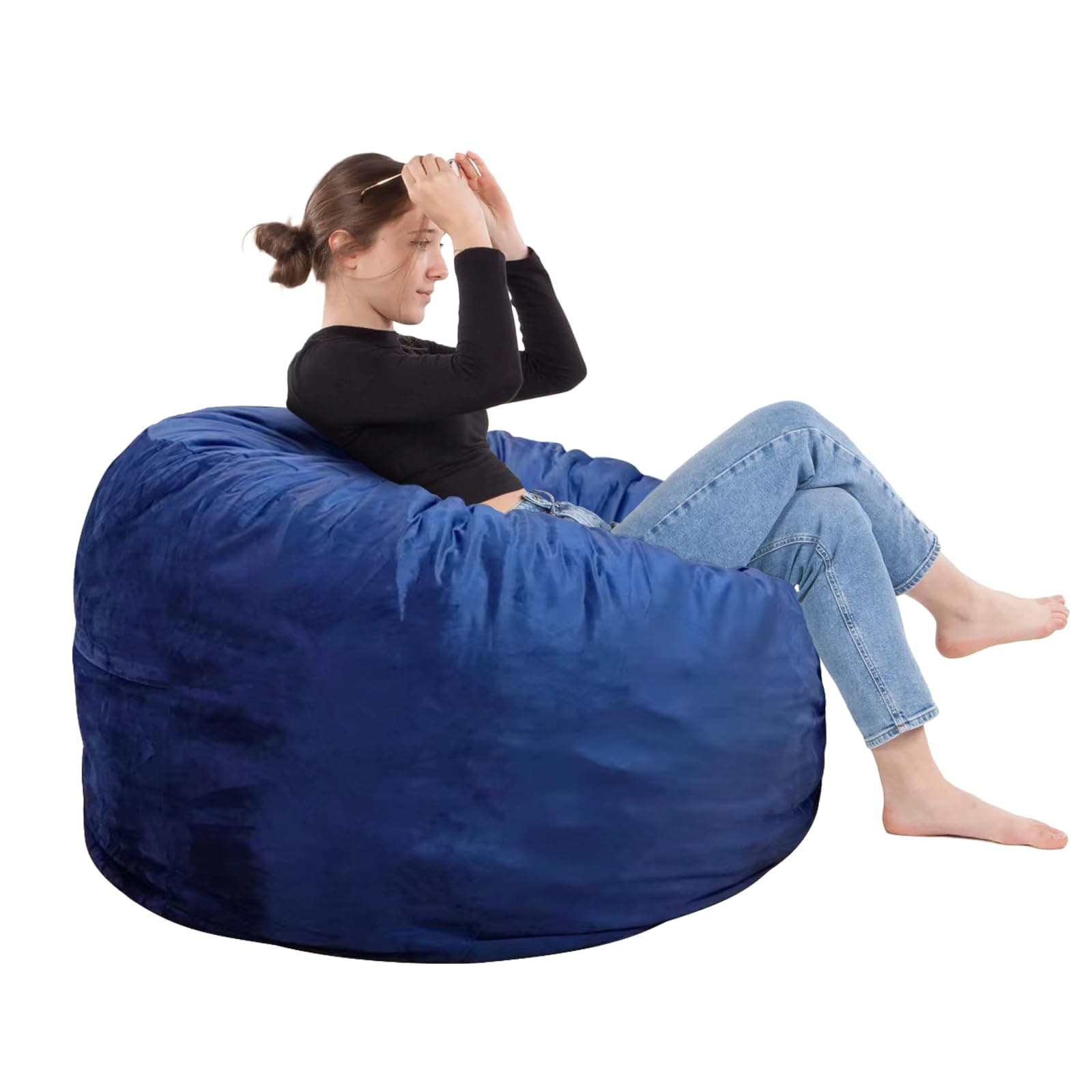 SEASXOLTE 3Ft Memory Foam Bean Bag Chair, Removable Velvet Cover, Floor Seating - Image 1