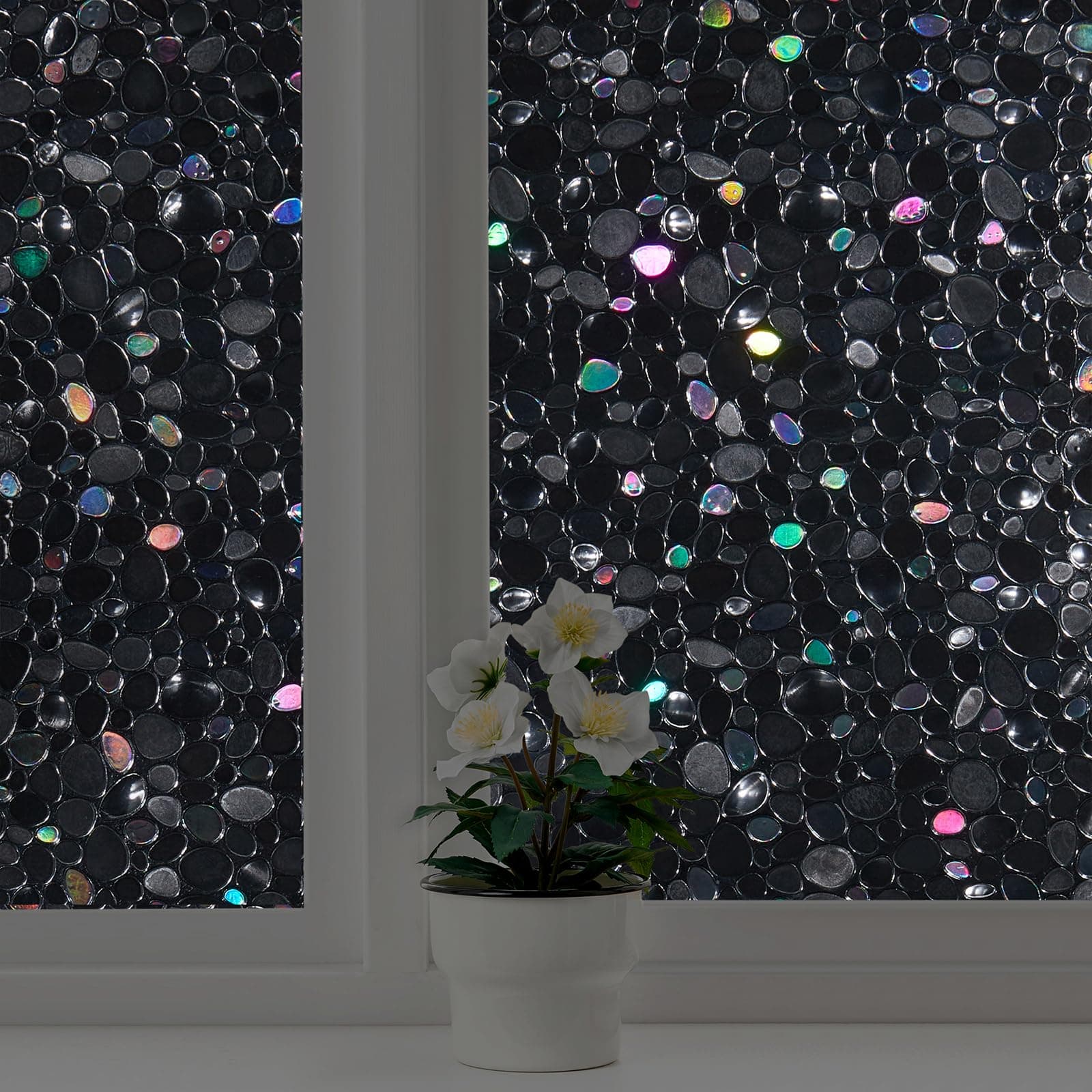 LEMON CLOUD Total Blackout Window Film, 3D Stained Vinyl Clings - Image 1