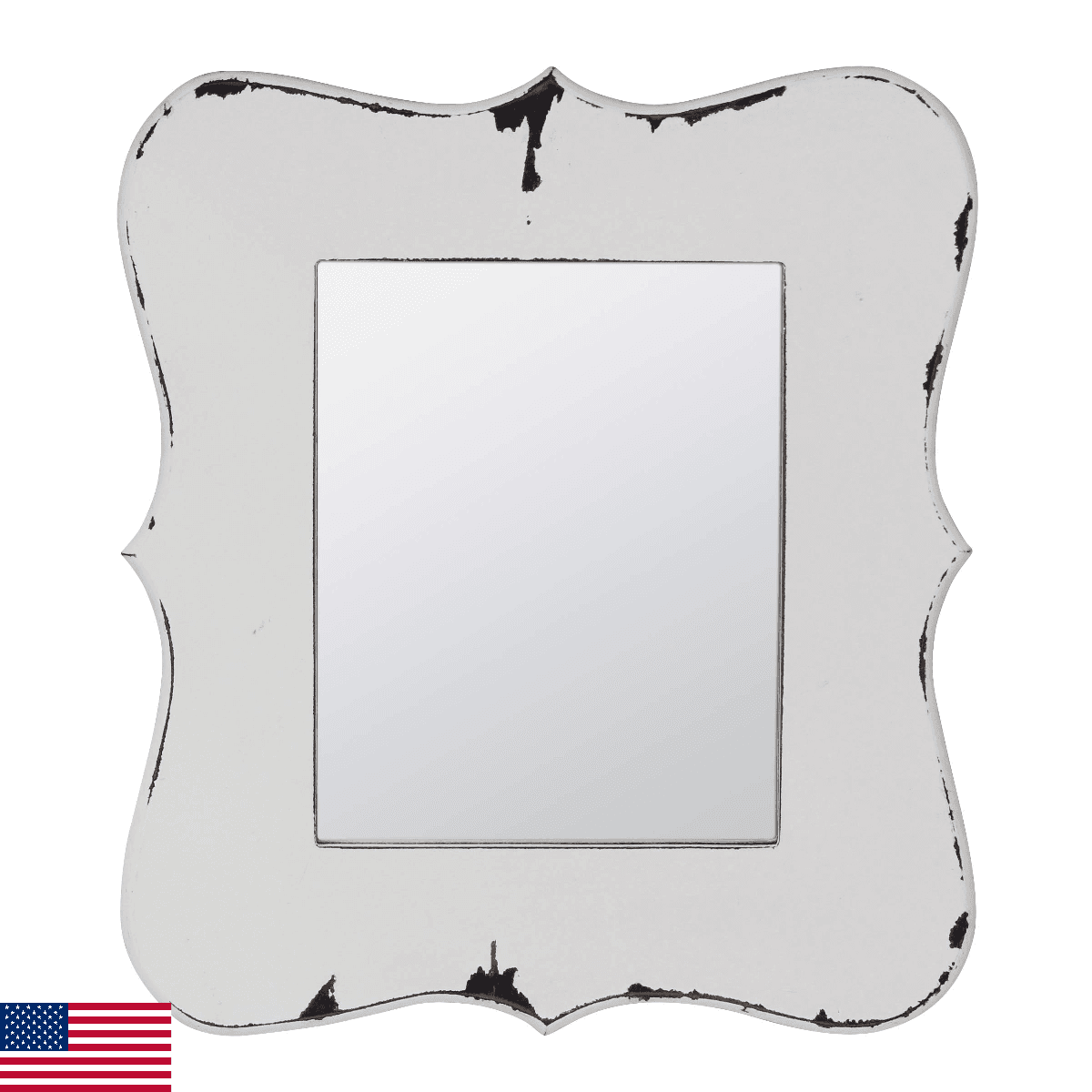 Stonebriar Decorative Worn White Wooden Hanging Wall Mirror - Image 1