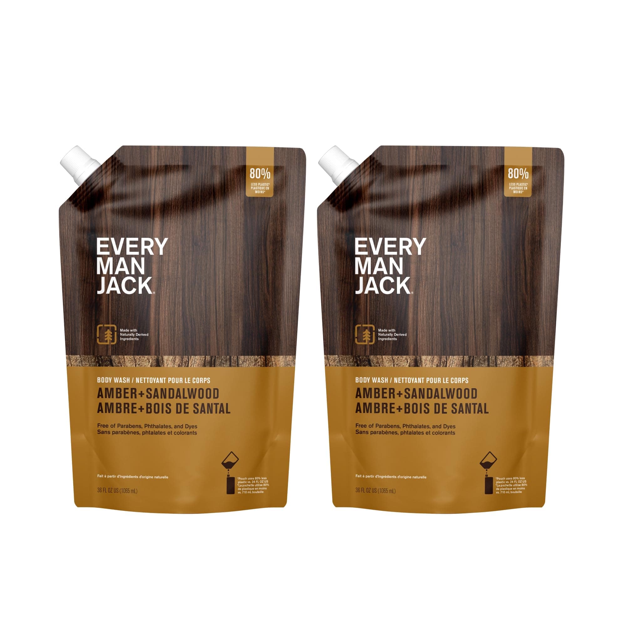 Every Man Jack Amber + Sandalwood Men's Body Wash Refill Pouch 36oz - Image 1