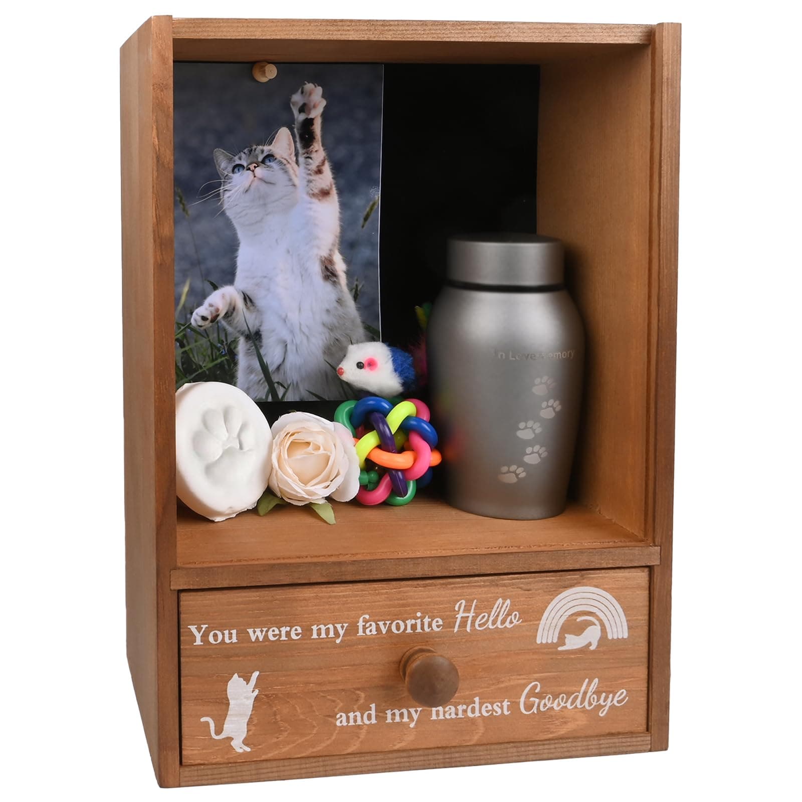 Favonuovy Pet Memorial Shadow Box Keepsake 9.25x13 Cat Memorial Gifts for Loss o - Image 1
