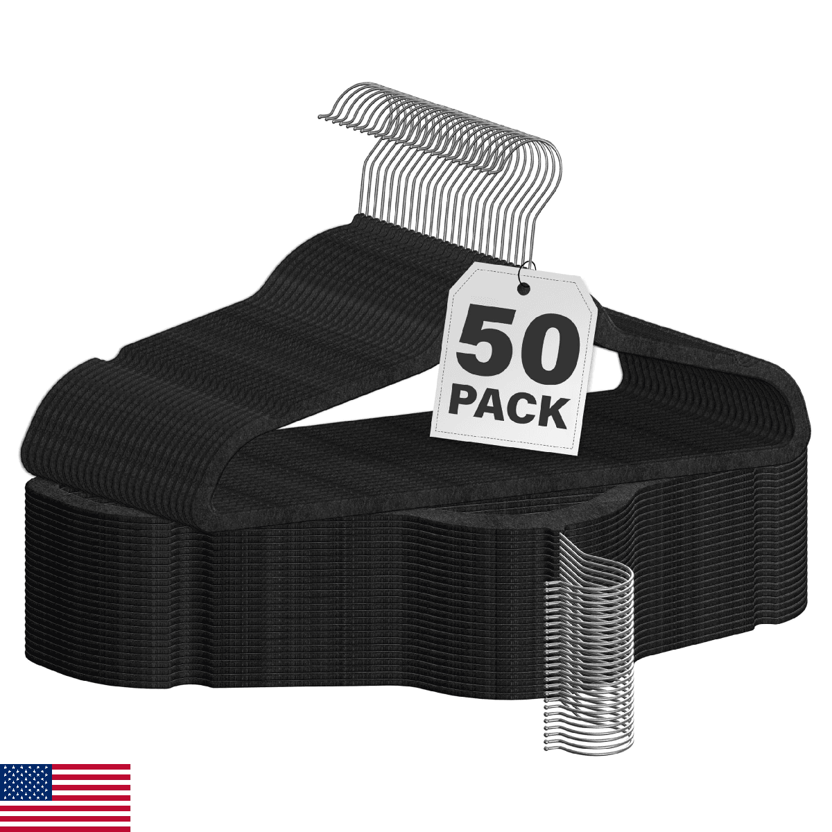 Simple Deluxe 50 Pack Velvet Hangers, Non-Slip Clothes Hangers with Shoulder Not - Image 1