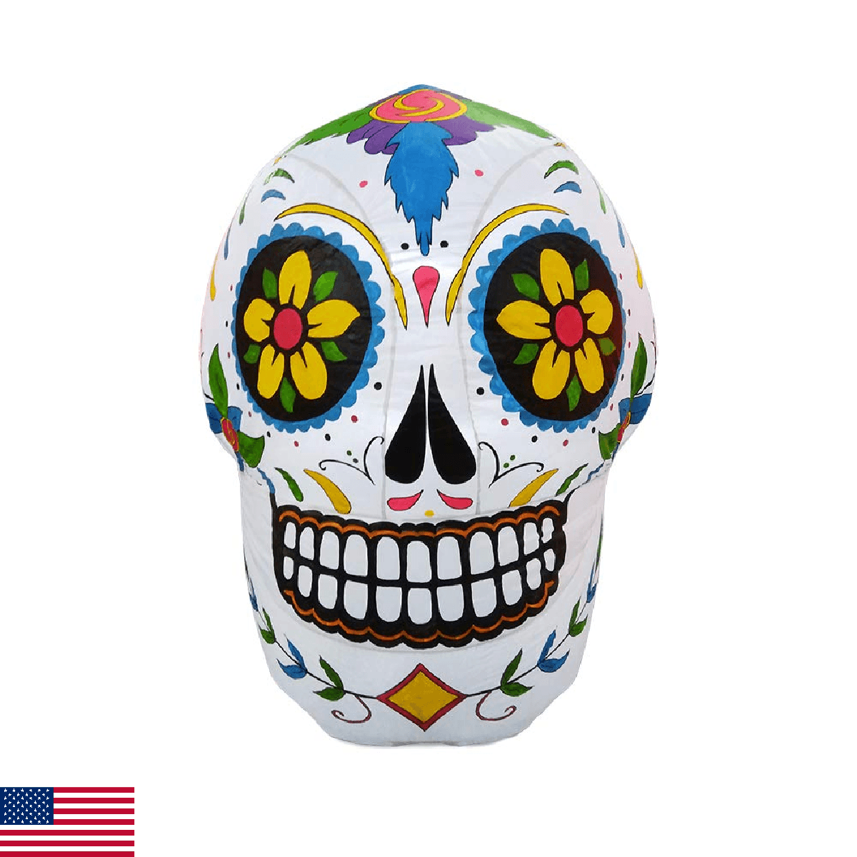 ProductWorks Spooky Town 4-Foot Day of The Dead Inflatable Sugar Skull - Image 1