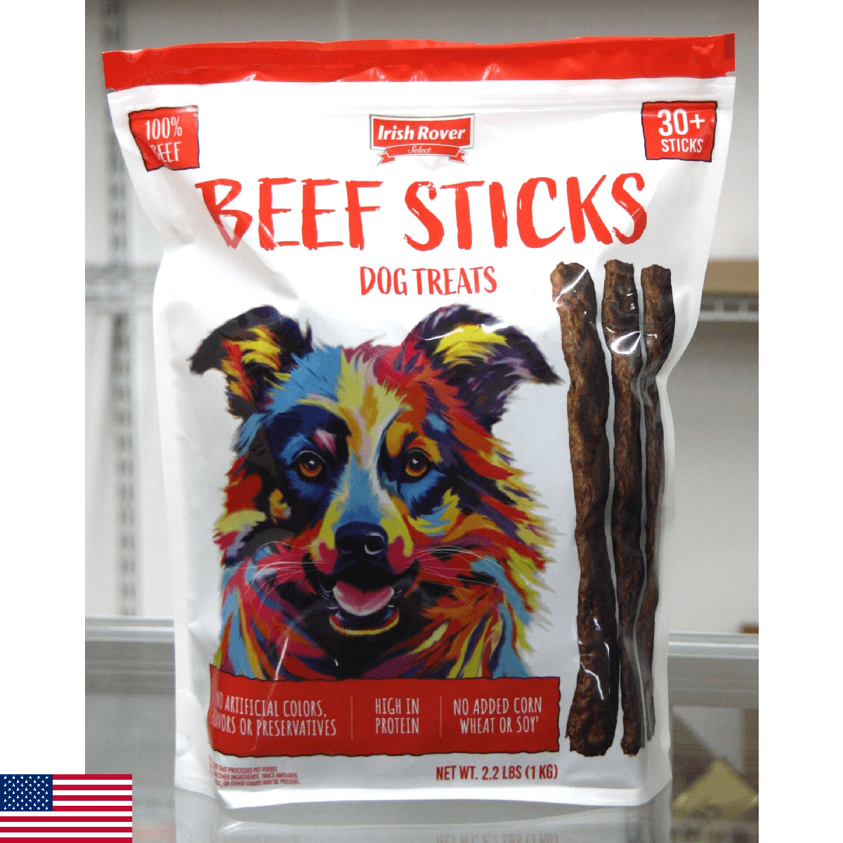 Irish Rover Beef Stick Dog Treats 2.2lb - High Protein Natural Chews - Image 1