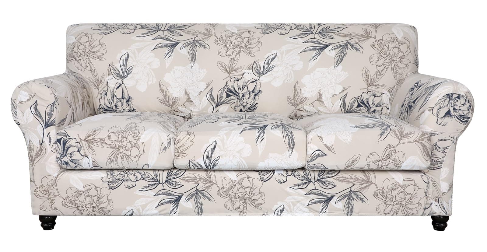 SearchI Floral Stretch Sofa Cover 4-Piece Set Couch Slipcover 72"-96" - Image 1