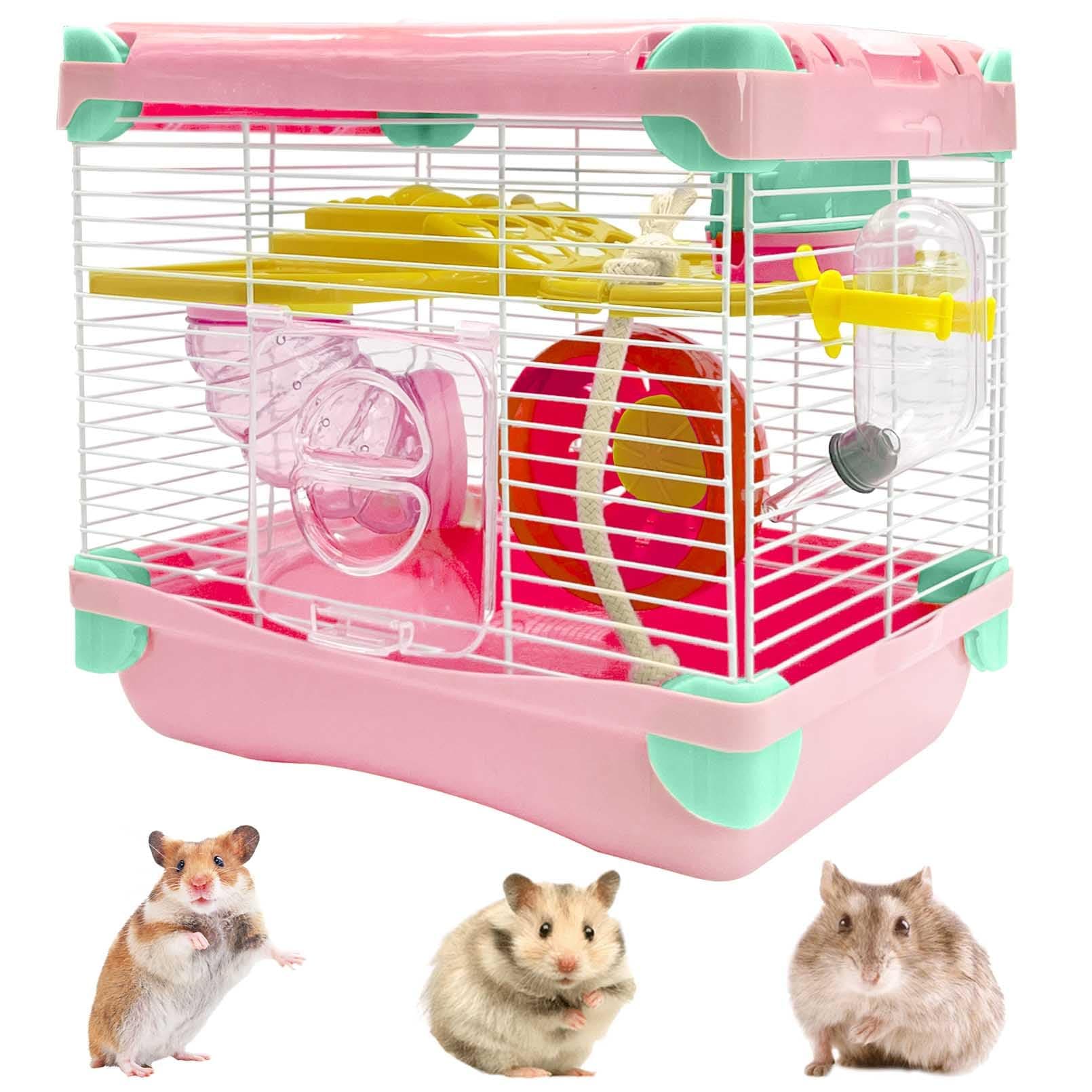 Hamiledyi Dwarf Hamster Cage Habitat Portable Small Animal Travel 2-Layer - Image 1
