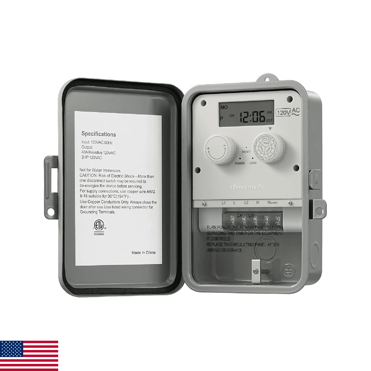 DEWENWILS Outdoor Digital Pool Timer, 2HP 40A 120VAC, 7-Day, 12 ON/OFF - Image 1