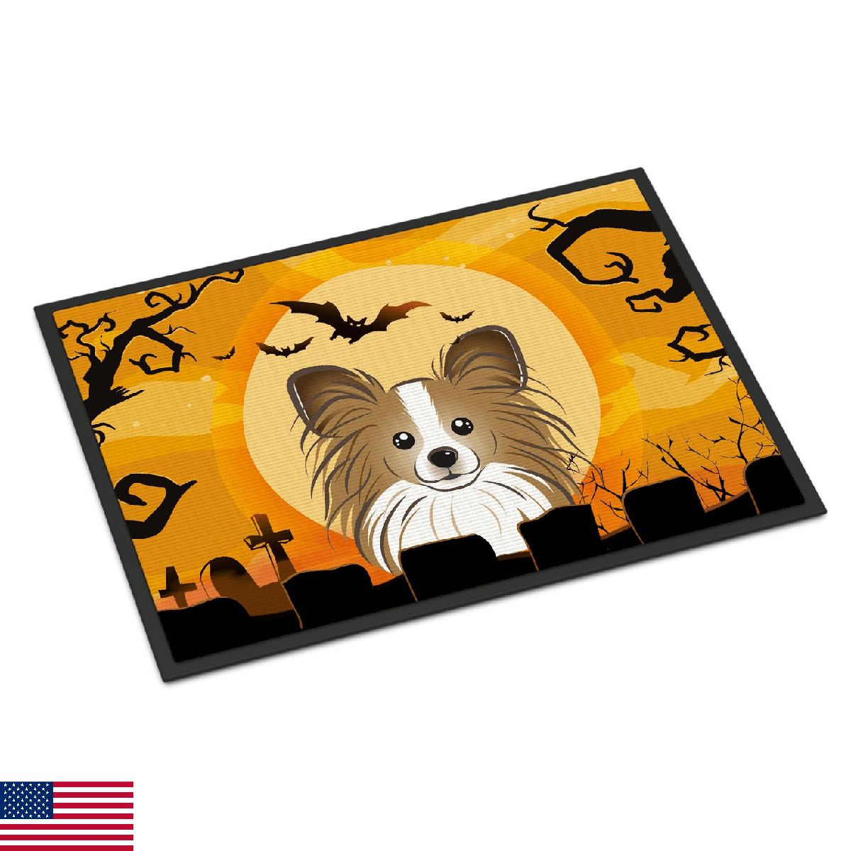 Caroline's Treasures BB1806MAT Halloween Papillon Doormat 18x27 Front Door Mat I - Image 1