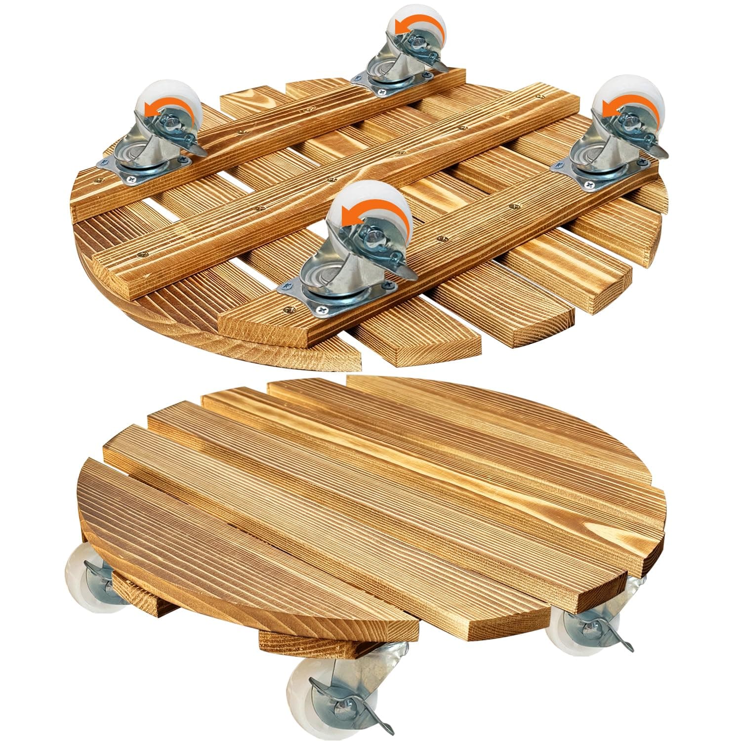 Hongsane 2 Pack 14 Inch Wood Plant Caddy Heavy Duty Rolling Plant Dolly 280Lbs C - Image 1