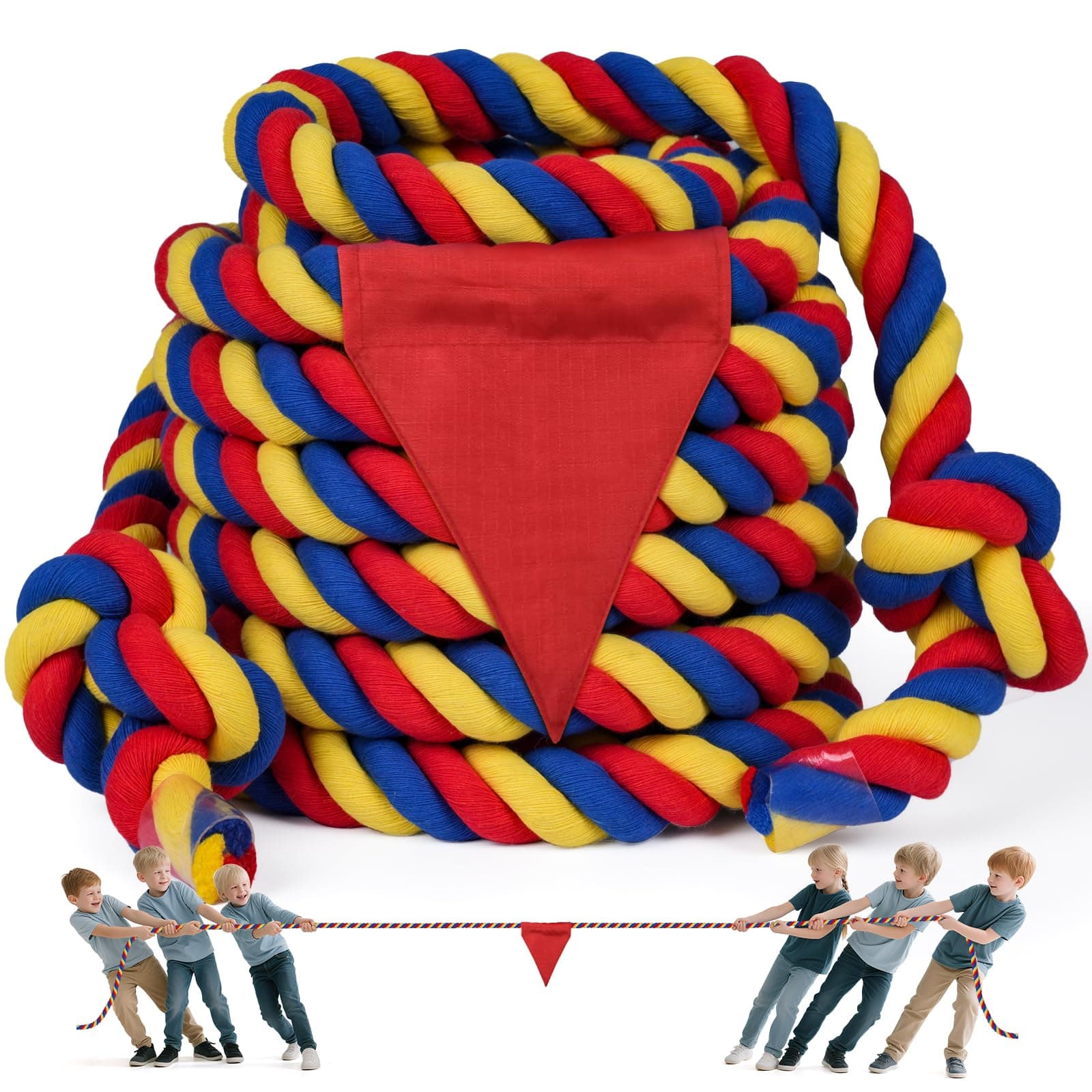 X XBEN Field Day Tug of War Rope for Kids and Adults 55FT, Family Reunion Birthd - Image 1