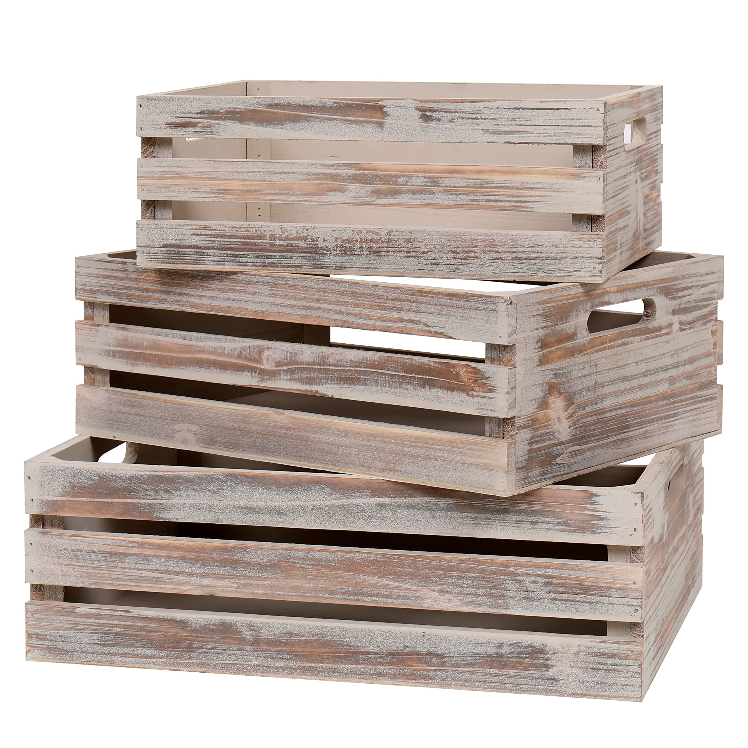 SENRYEE Large Wood Crate for Storage - Decorative Vintage Walnut Wooden Box - Image 1