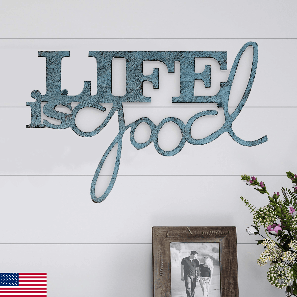 Wall Art - Life is Good Decorative Metal Wall Sign - 3D Word Art Home Décor for - Image 1